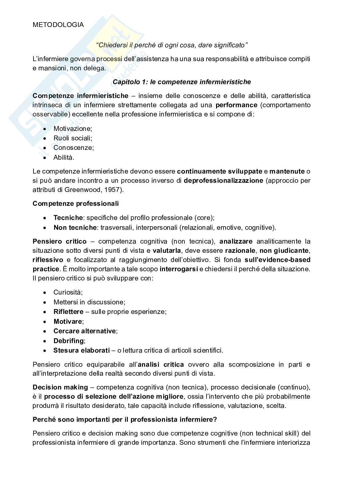Metodologia infermieristica  Pag. 1