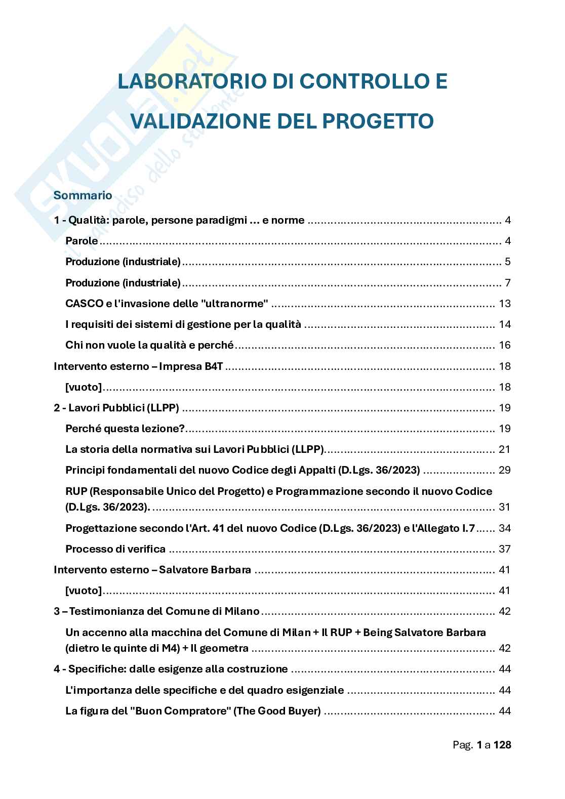 Appunti Laboratorio di controllo e validazione del progetto  Pag. 1