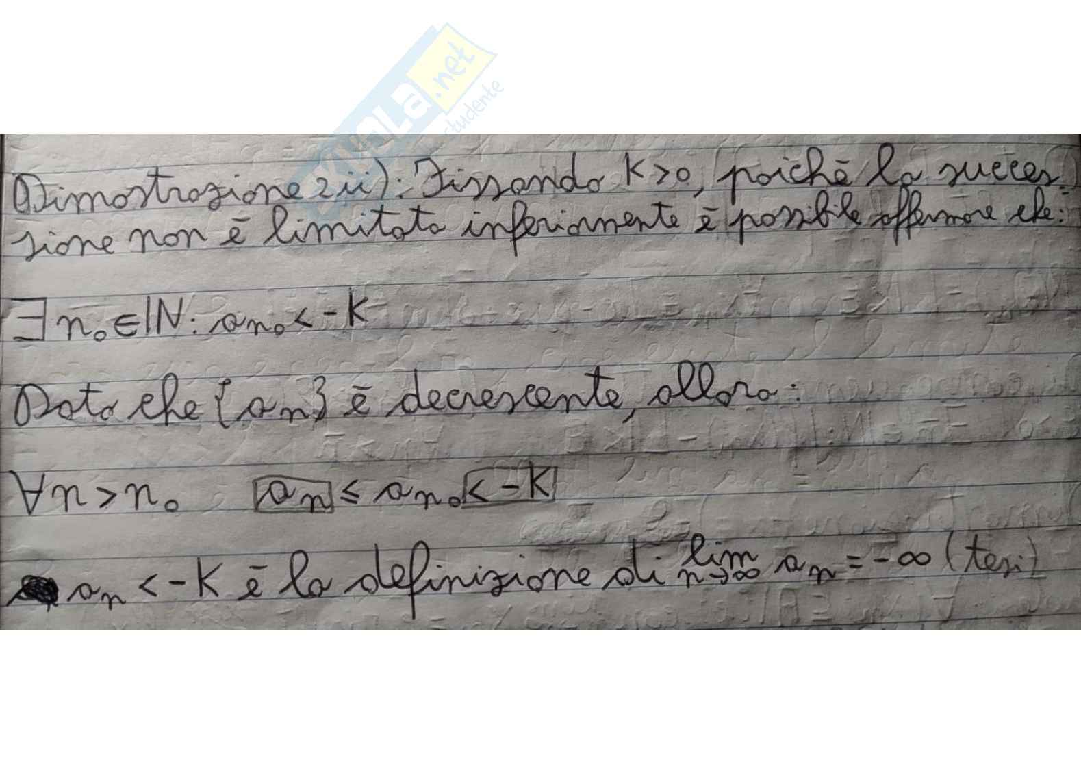 Teoremi sulle successioni Pag. 31
