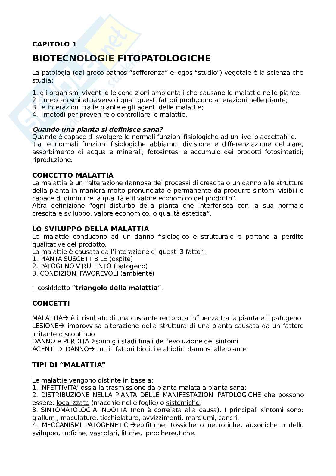 Appunti biotecnologie fitopatologiche Pag. 1