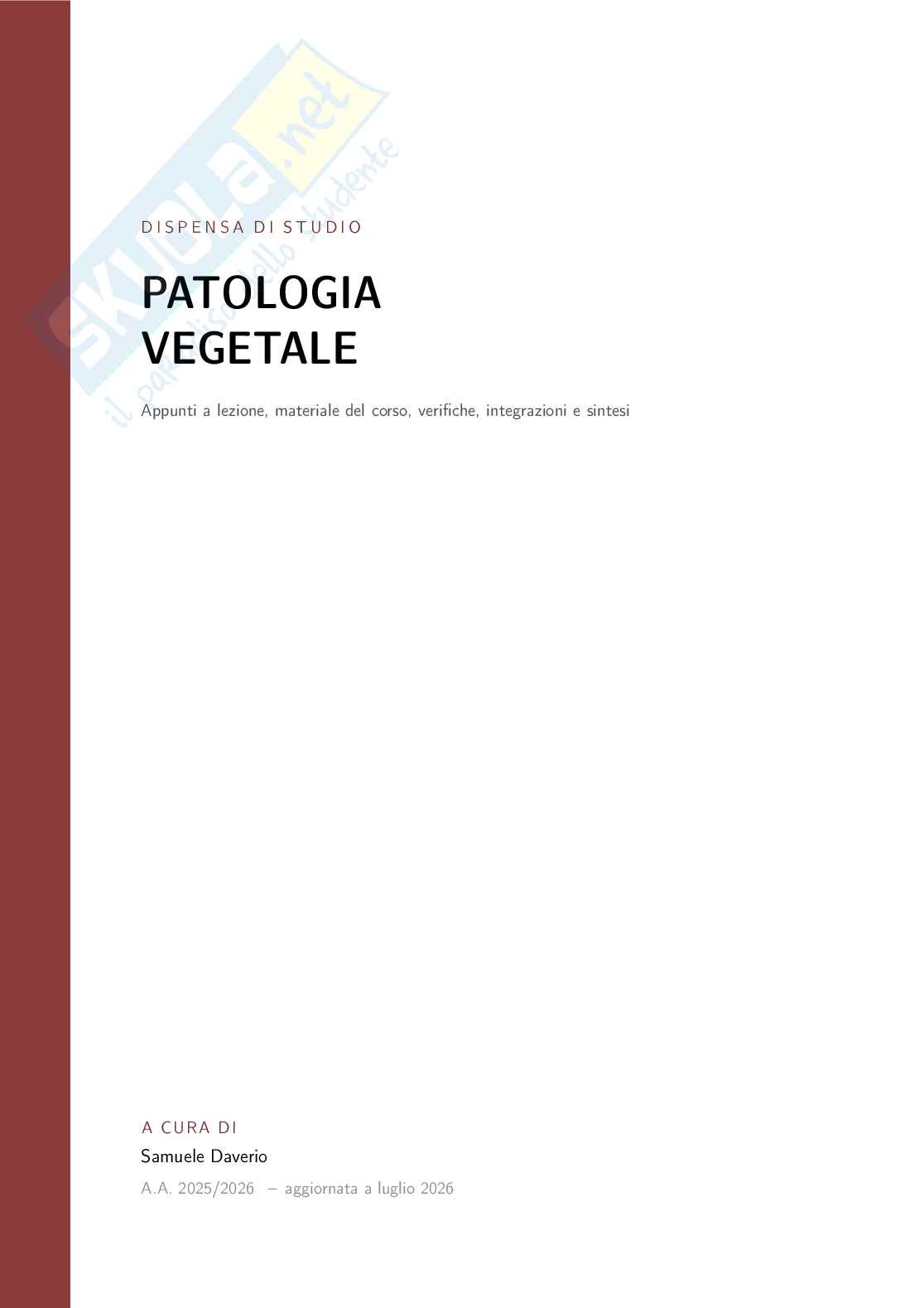 Patologia agraria - Corso completo Pag. 1