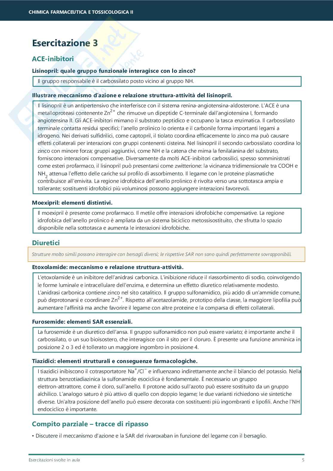 Esercitazioni Chimica farmaceutica e tossicologica II – Domande svolte Pag. 6