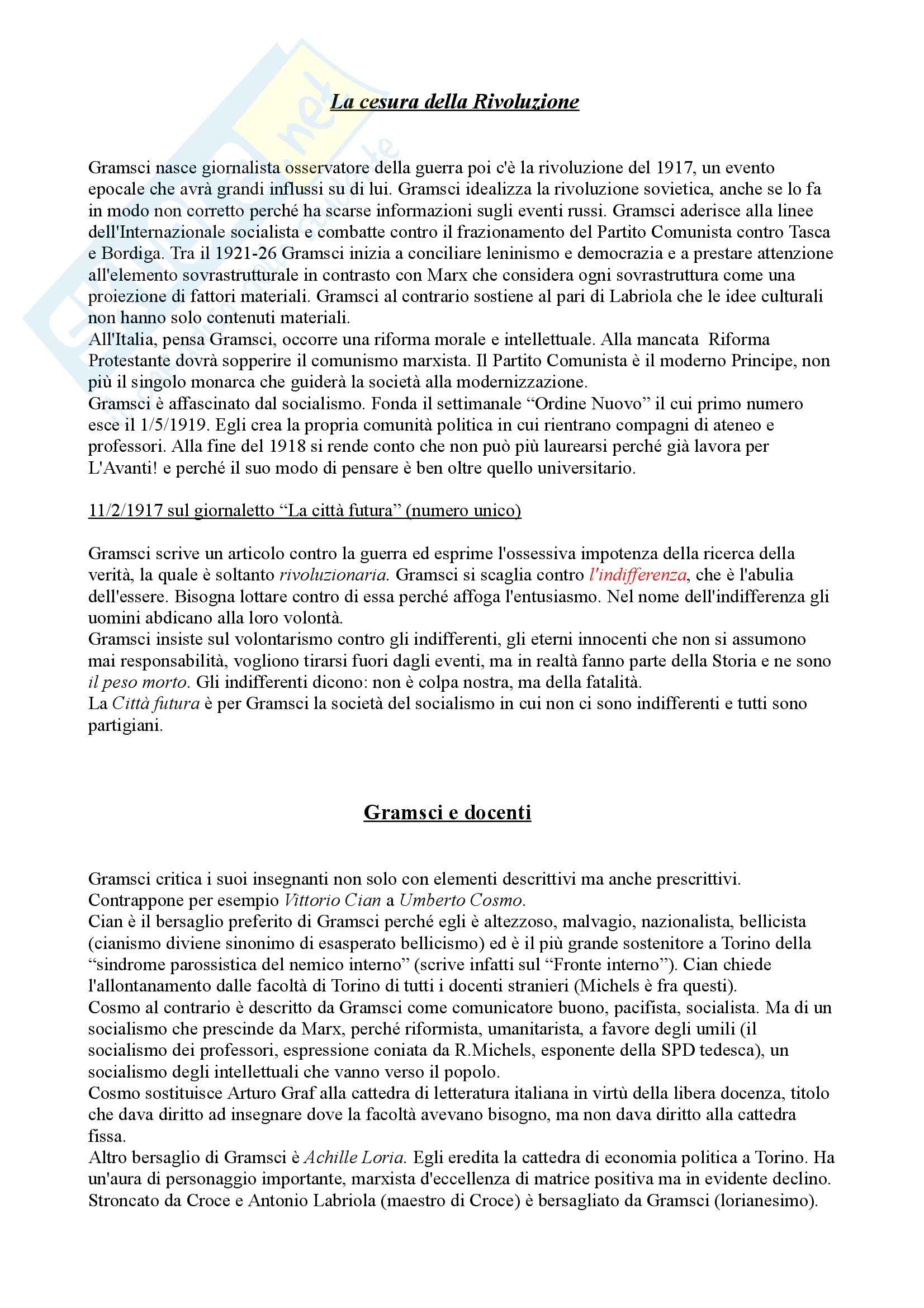 Storia del pensiero politico - il pensiero politico di Antonio Gramsci Pag. 2