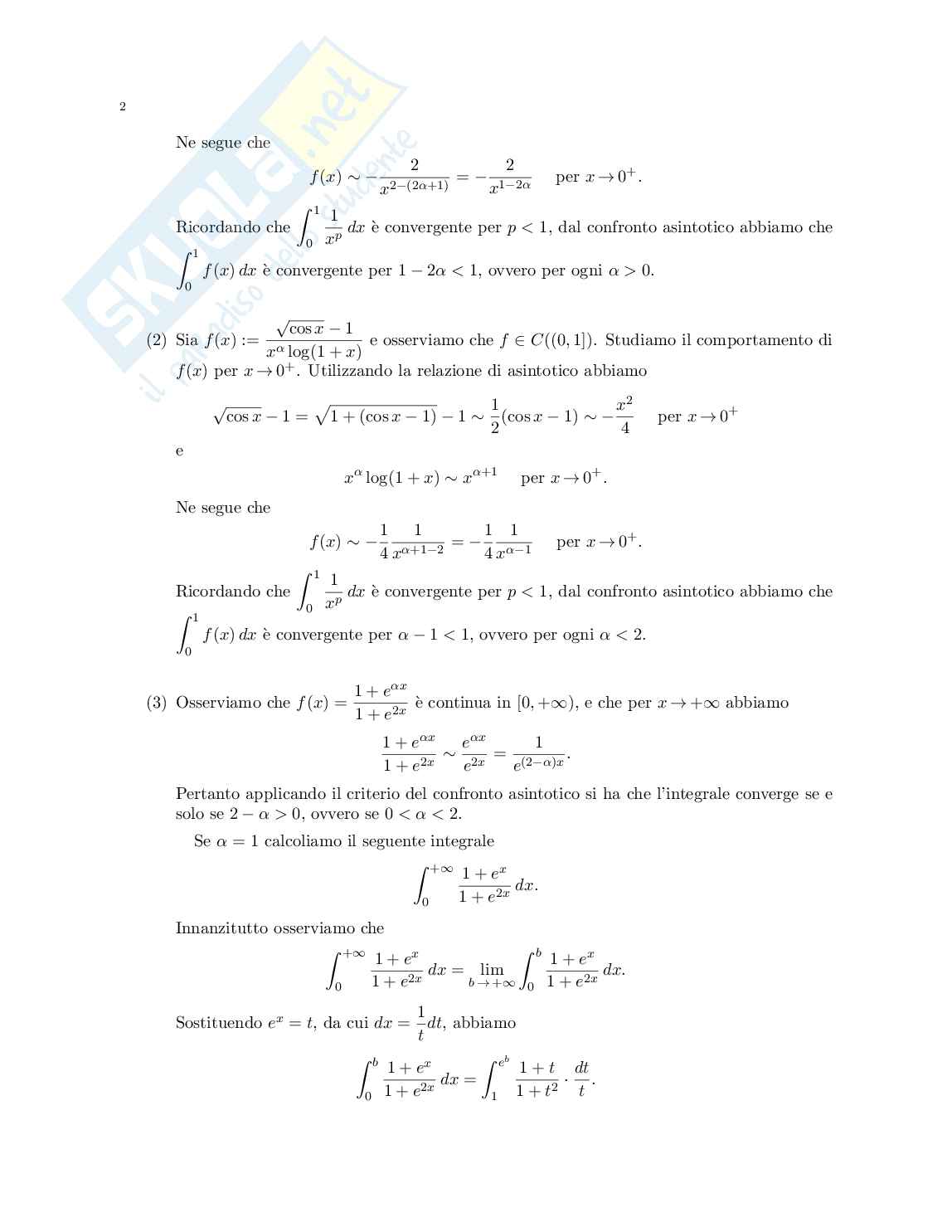 Integrali impropri Pag. 2