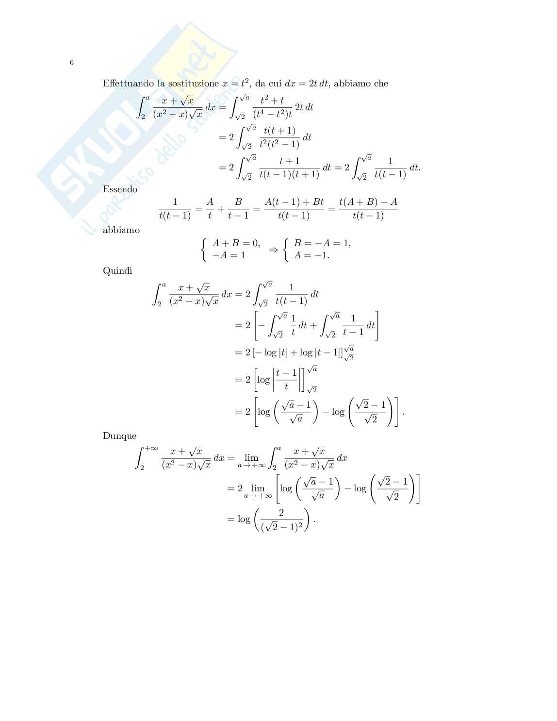 Integrali impropri Pag. 6