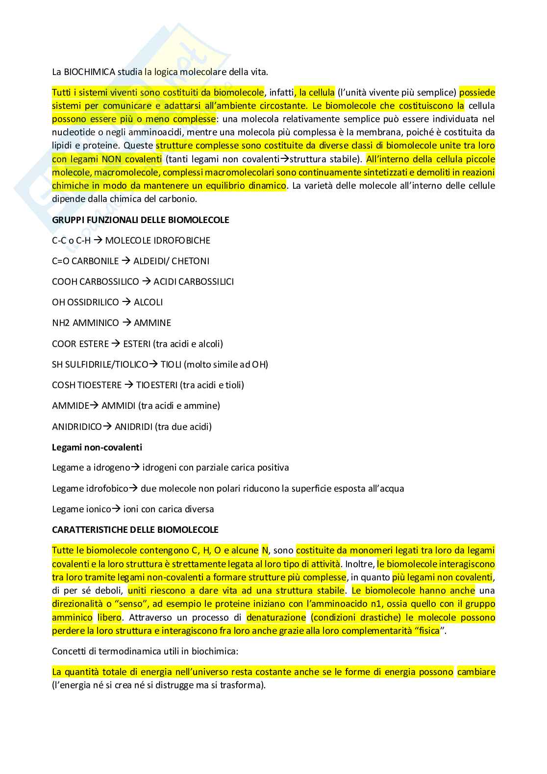 Appunti Biochimica  Pag. 1