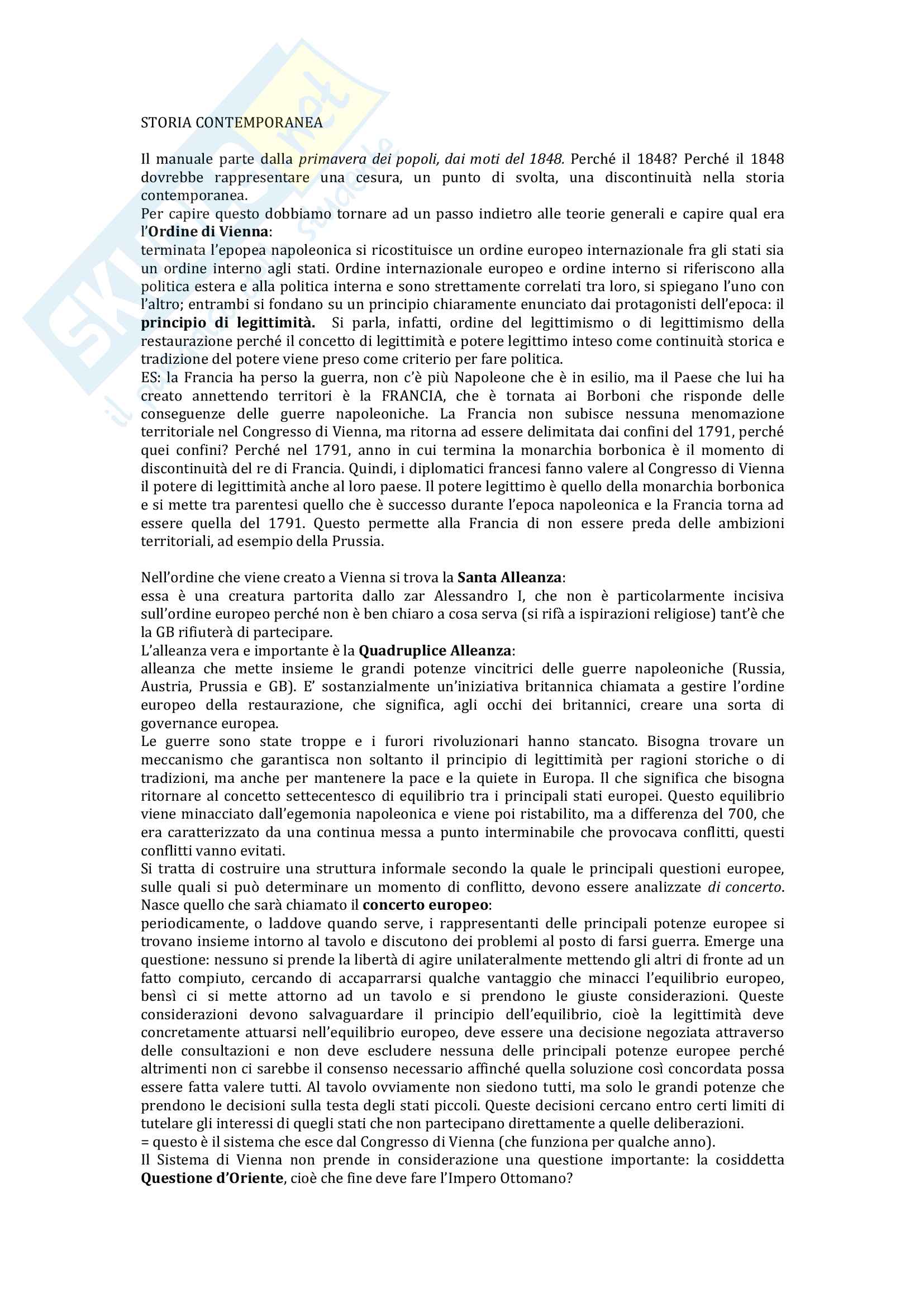 Appunti lezioni per l'esame di storia contemporanea Pag. 1