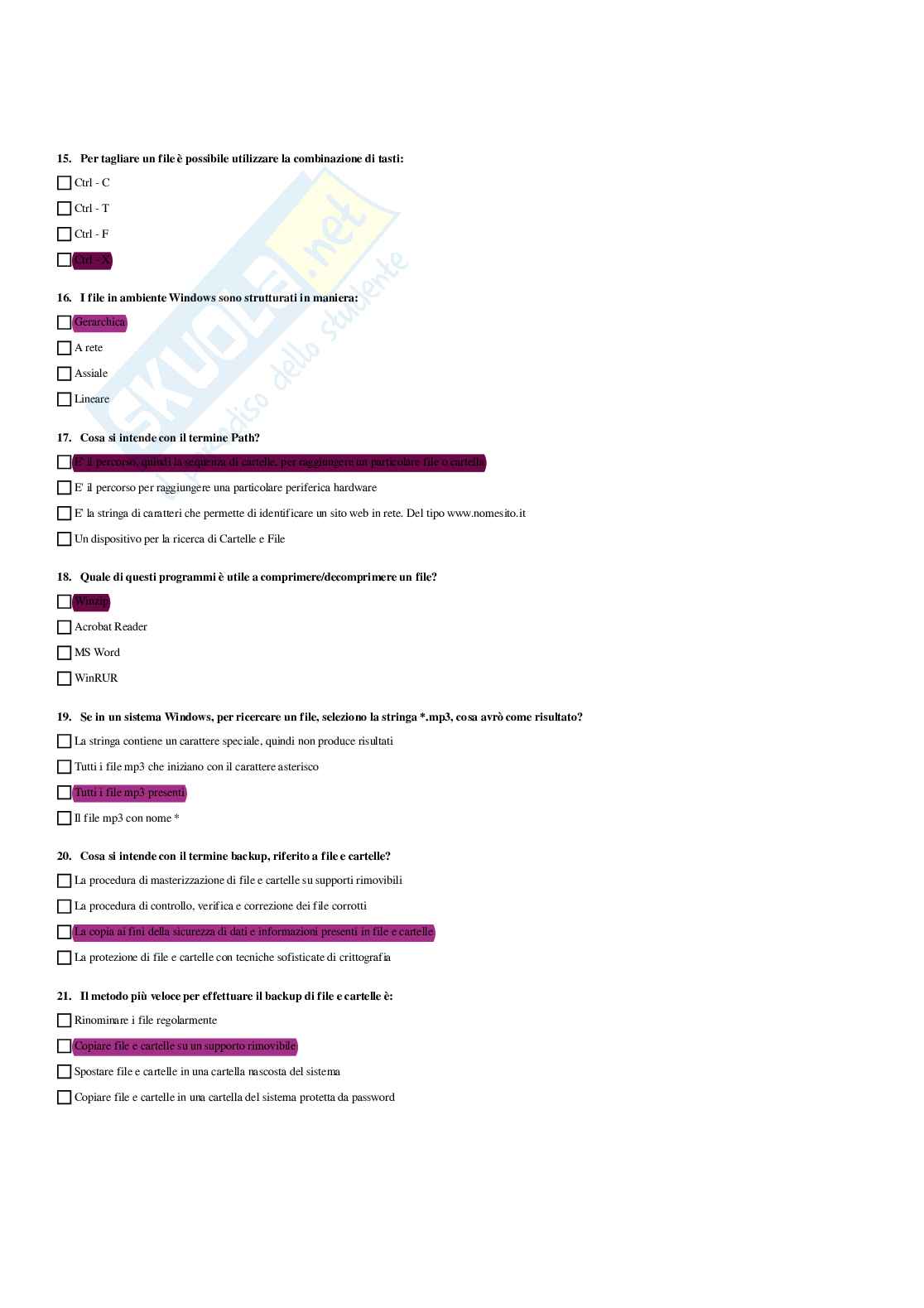 Paniere Abilità informatiche e telematiche - Risposte multiple - aggiornato (2026) Pag. 11