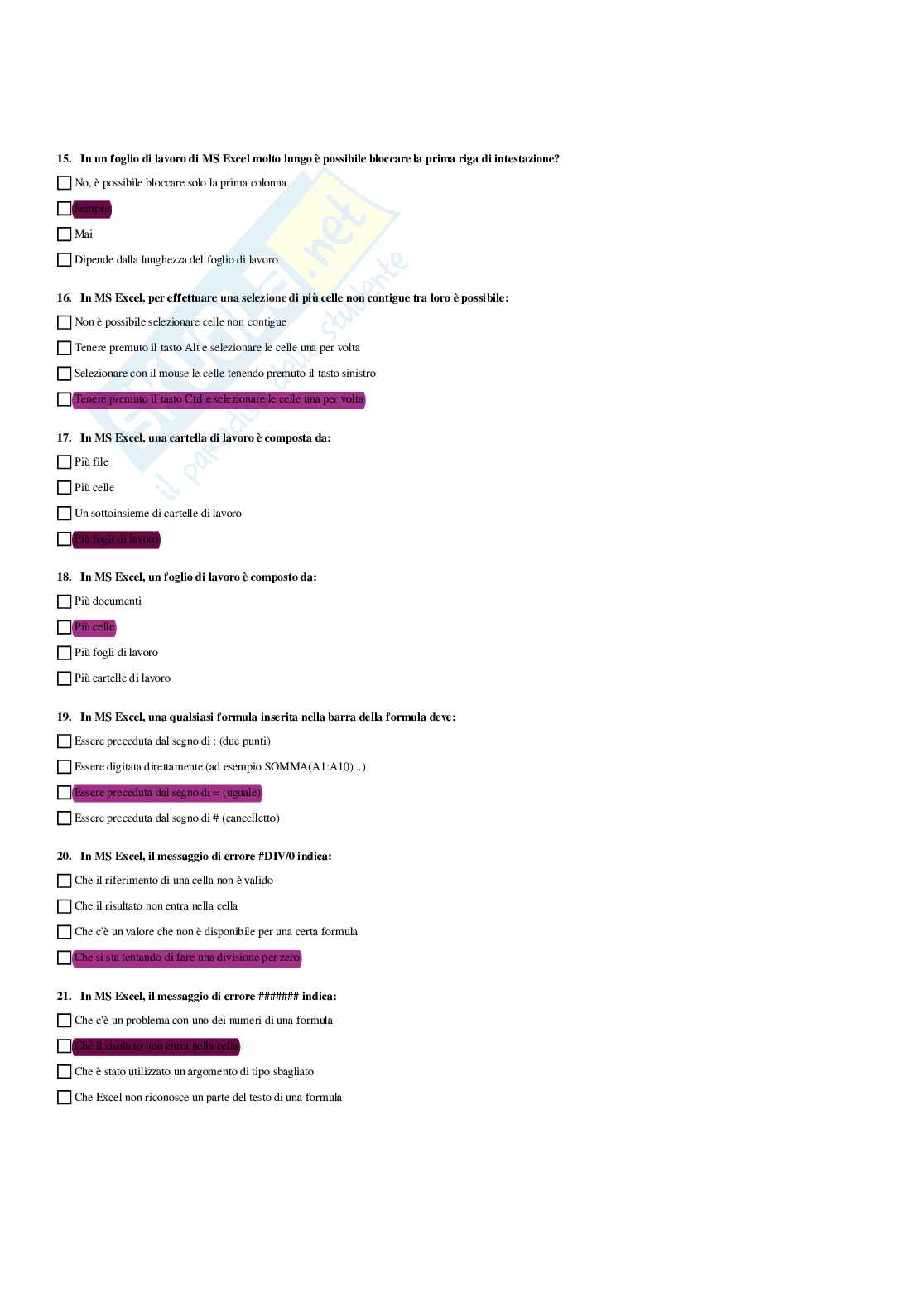 Paniere Abilità informatiche e telematiche - Risposte multiple - aggiornato (2026) Pag. 16