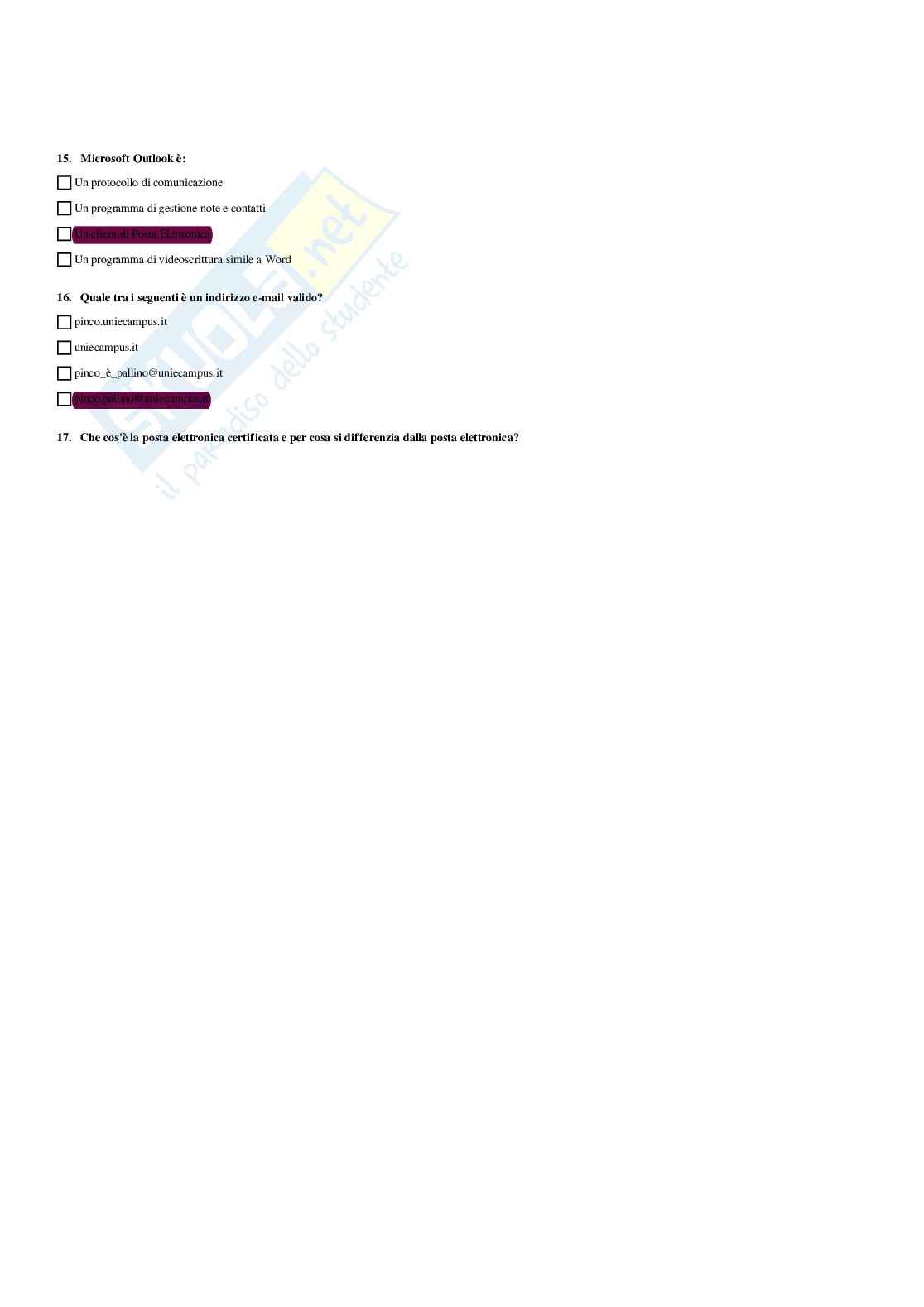 Paniere Abilità informatiche e telematiche - Risposte multiple - aggiornato (2026) Pag. 26