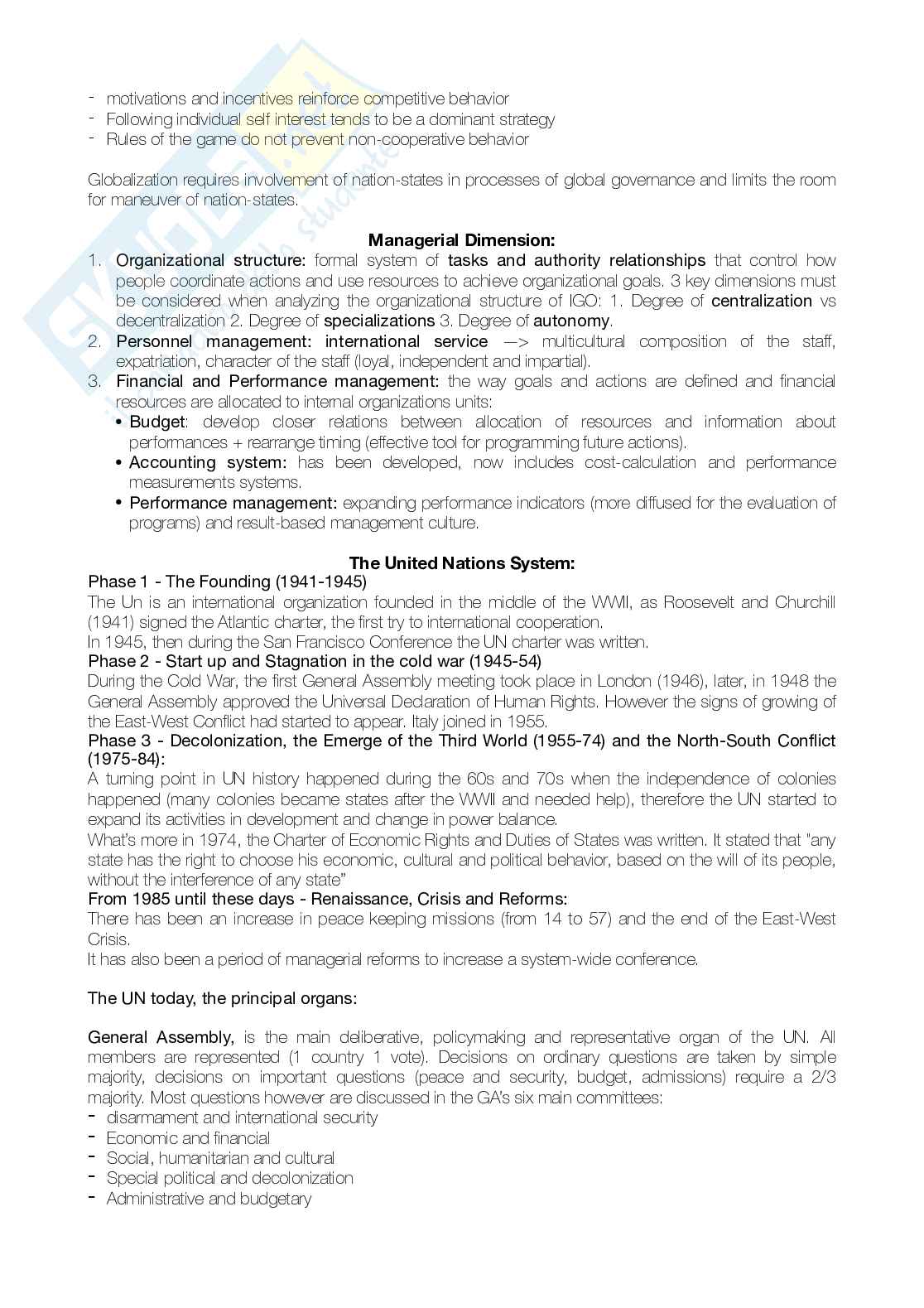 Riassunti completi esame Management of international and supranational organzations Pag. 2