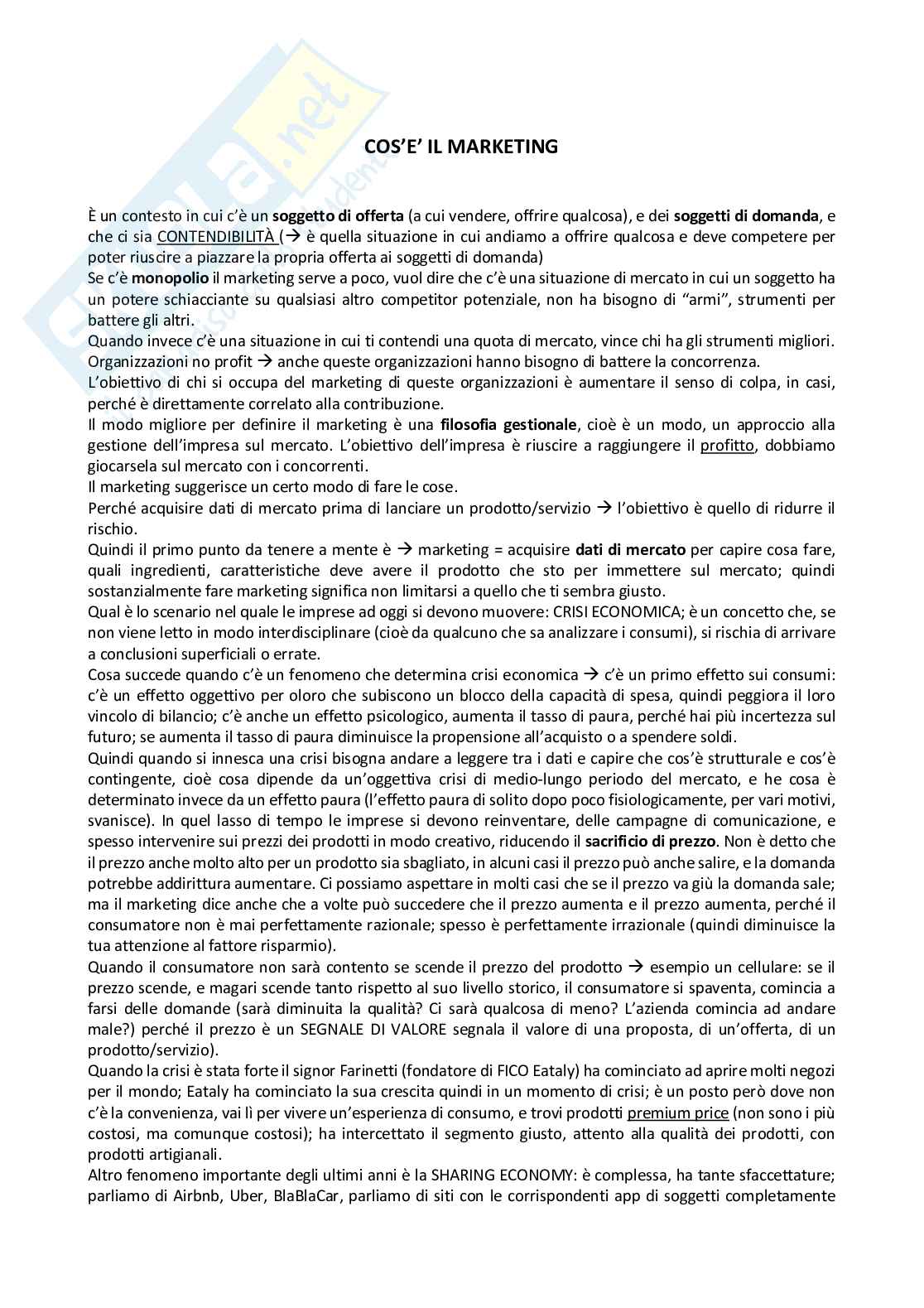 Concetto e funzione di marketing Pag. 1