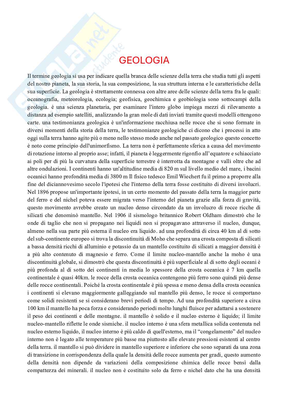 Appunti di Geologia con laboratorio Pag. 1