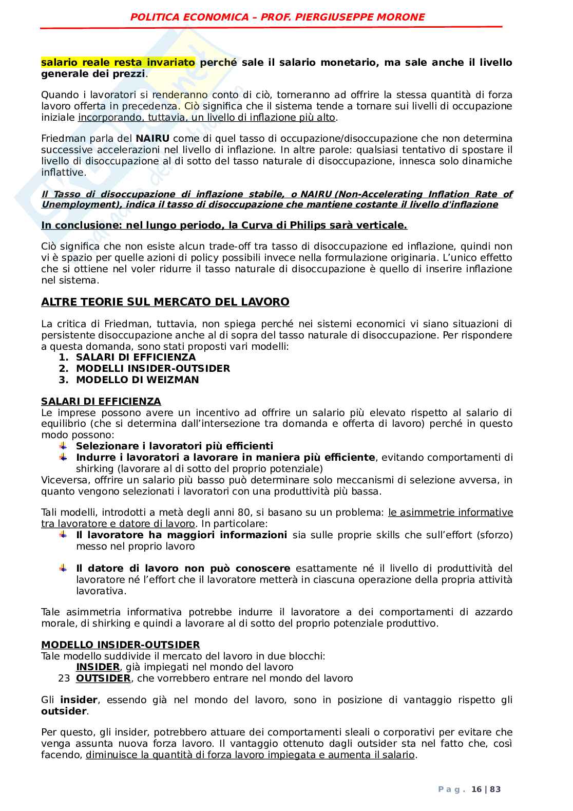 Politica economica Pag. 16