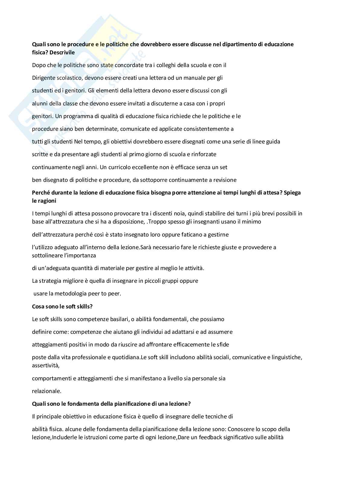 Paniere Attività motoria nella scuola secondaria - (2026) - Risposte aperte corrette  Pag. 11