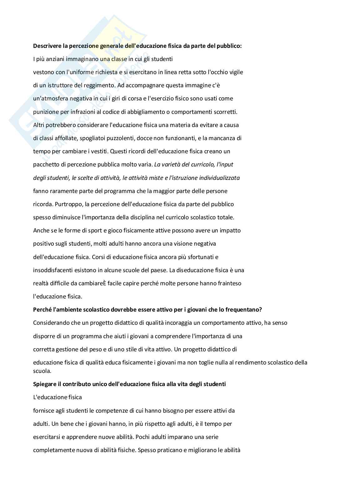 Paniere Attività motoria nella scuola secondaria - (2026) - Risposte aperte corrette  Pag. 2