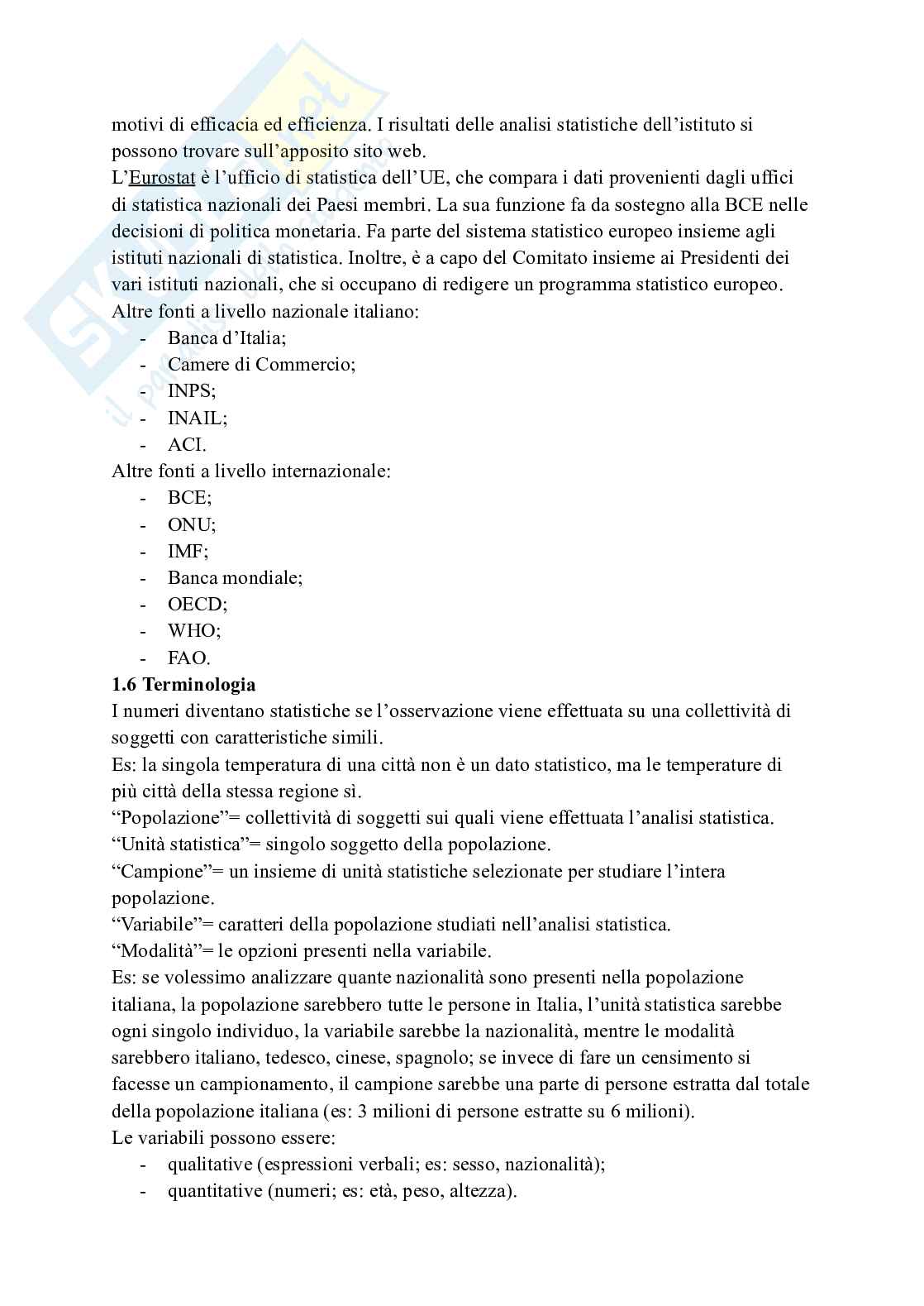 Riassunto esame Statistica, Prof. Polettini Silvia, libro consigliato Statistica: principi e metodi (4a edizione), Cicchitelli, D’Urso, Minozzo  Pag. 2