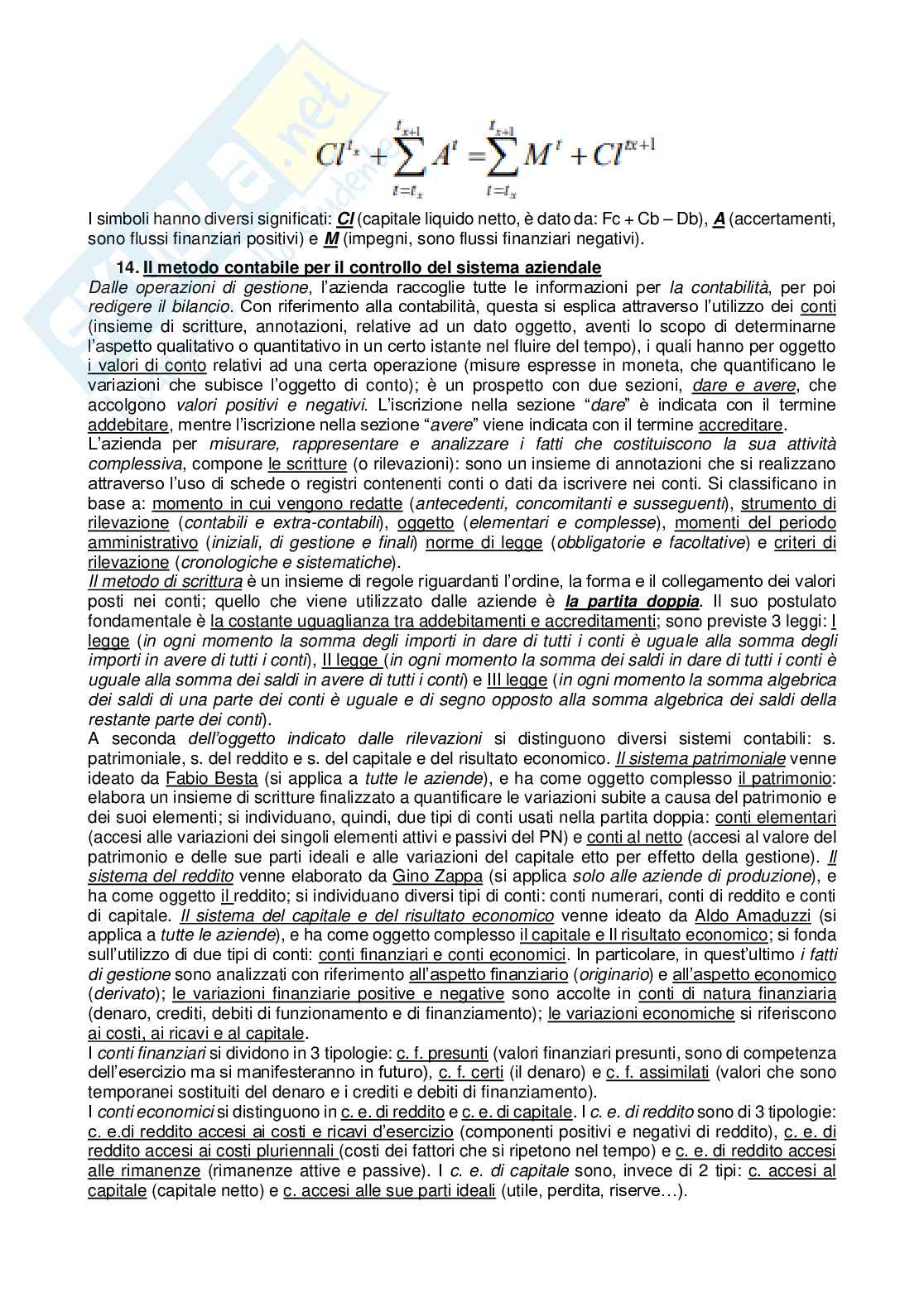 Riassunto esame Economia aziendale, Prof. Rossi Claudia, libro consigliato Fondamenti di economia aziendale, Servalli  Pag. 11