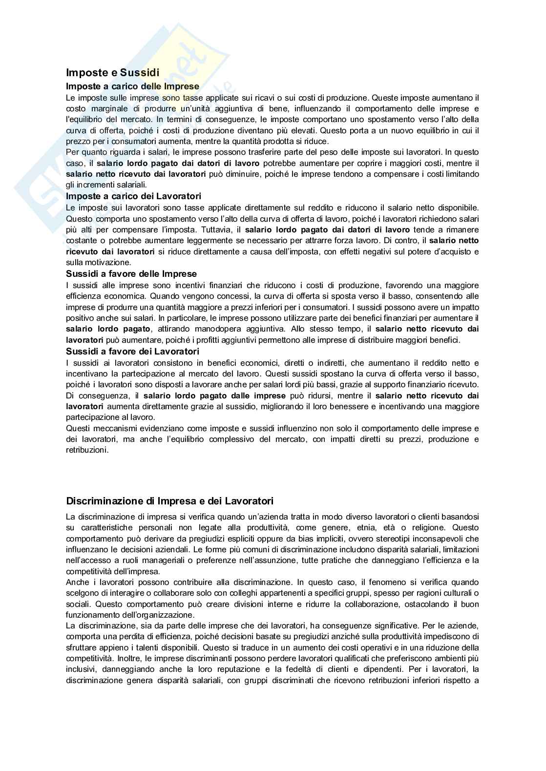 Economia del lavoro Pag. 2