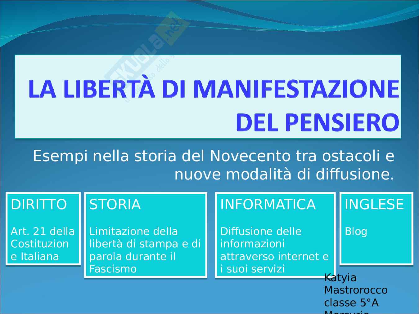 Libertà della manifestazione del pensiero - Tesina per istituto tecnico commerciale e per geometri Pag. 1