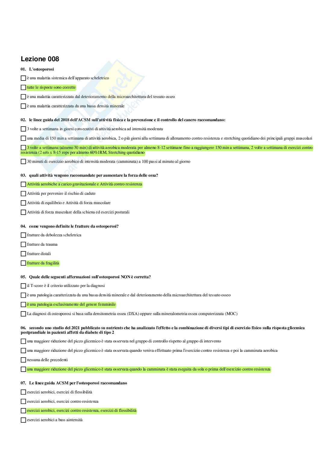 Paniere Attività motorie preventive e adattate - (2026) - Risposte multiple corrette Pag. 16