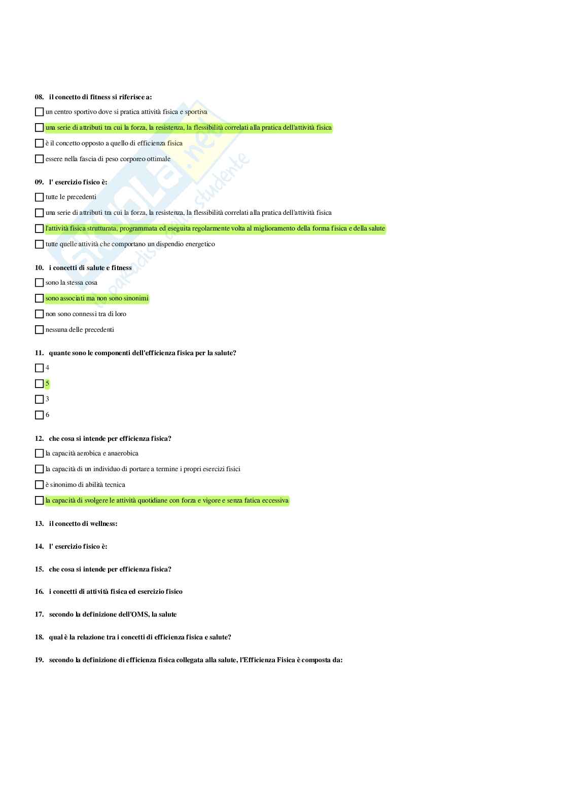 Paniere Attività motorie preventive e adattate - (2026) - Risposte multiple corrette Pag. 6