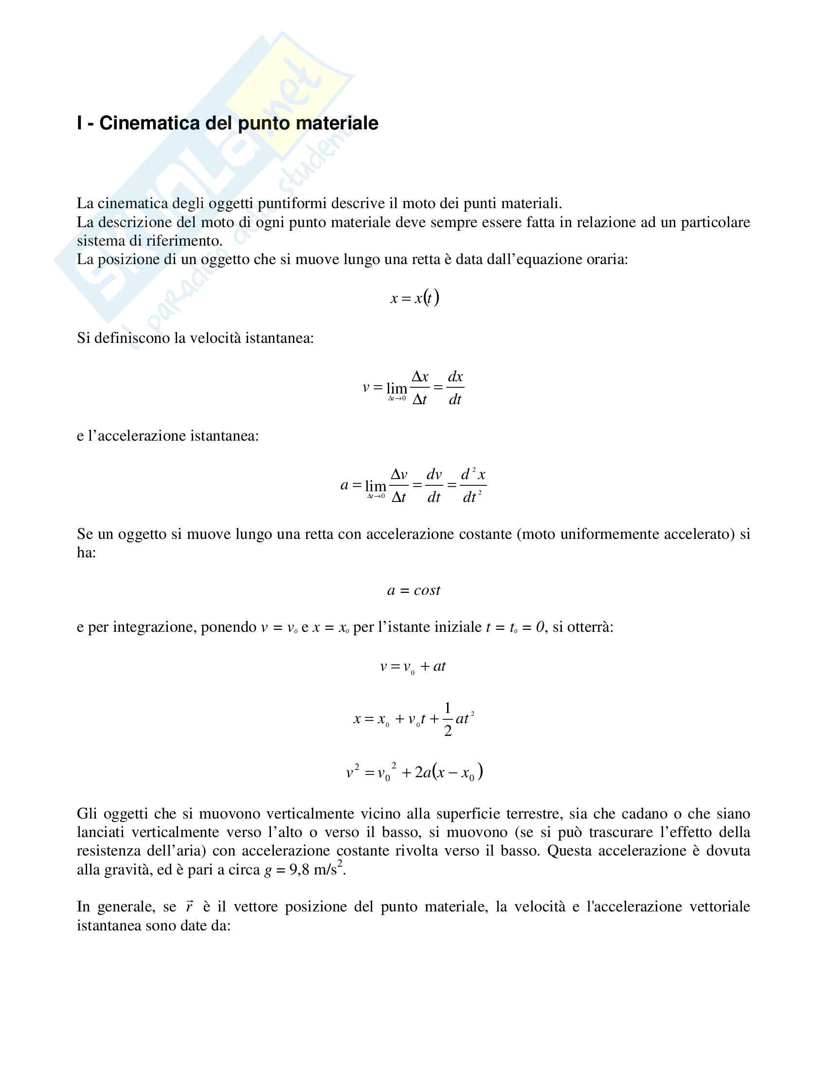 Fisica I - esercitazioni varie Pag. 2