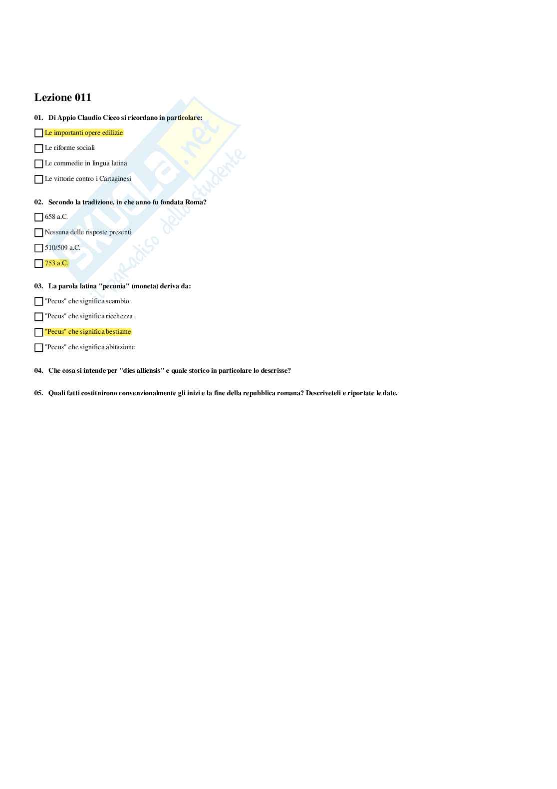 Paniere Civiltà e cultura classica 1 - Risposte Multiple - aggiornato (2025) Pag. 11