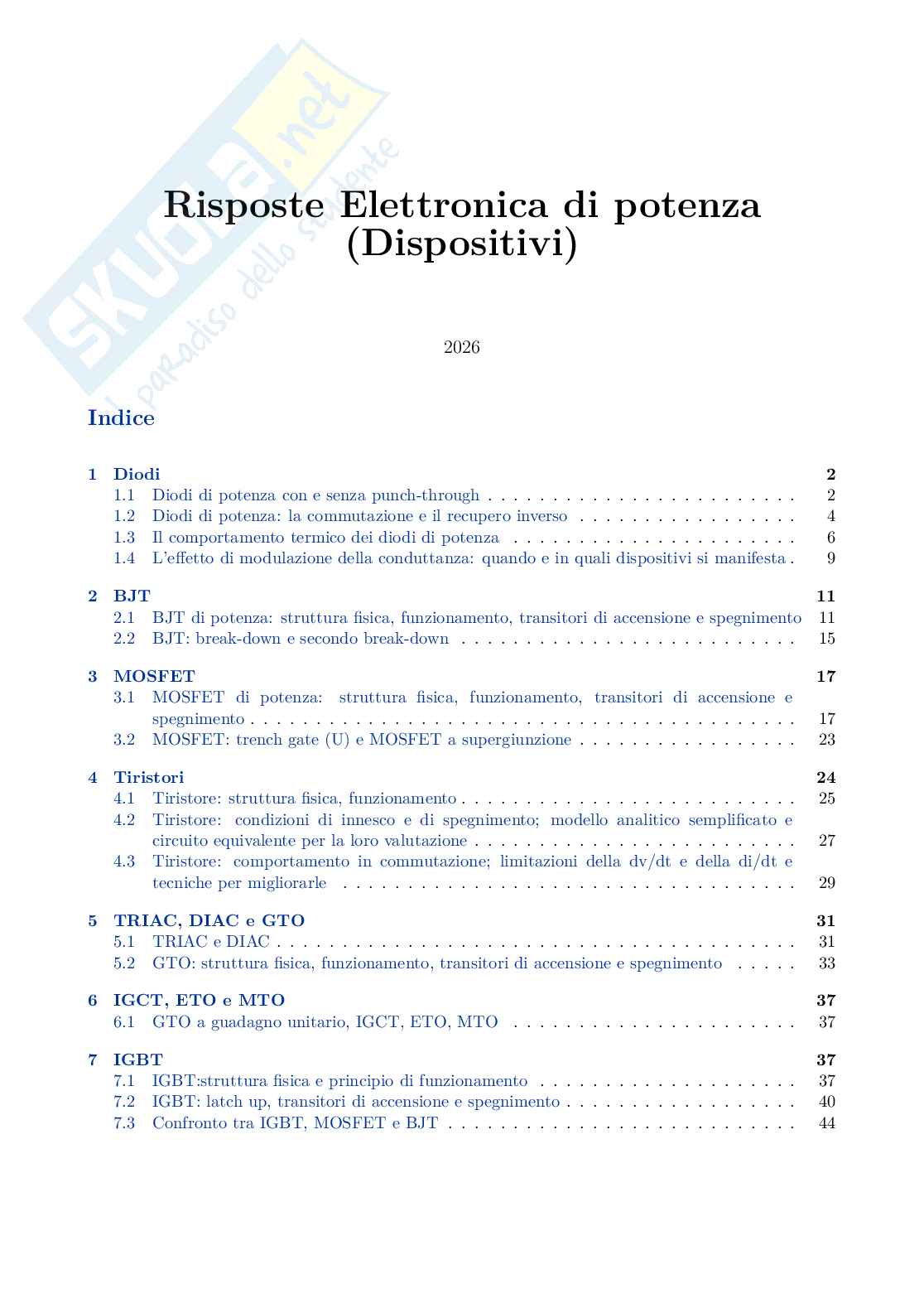 Risposte domande Elettronica di potenza (parte dispositivi) Pag. 1