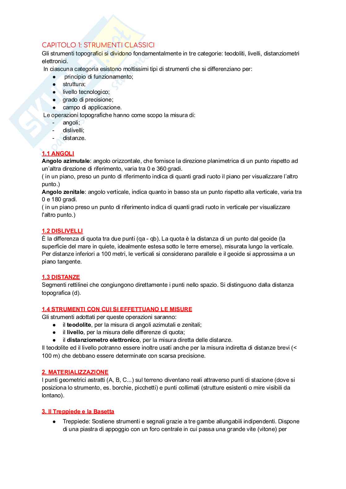 Appunti  sintetico corso di Topografia  Pag. 1