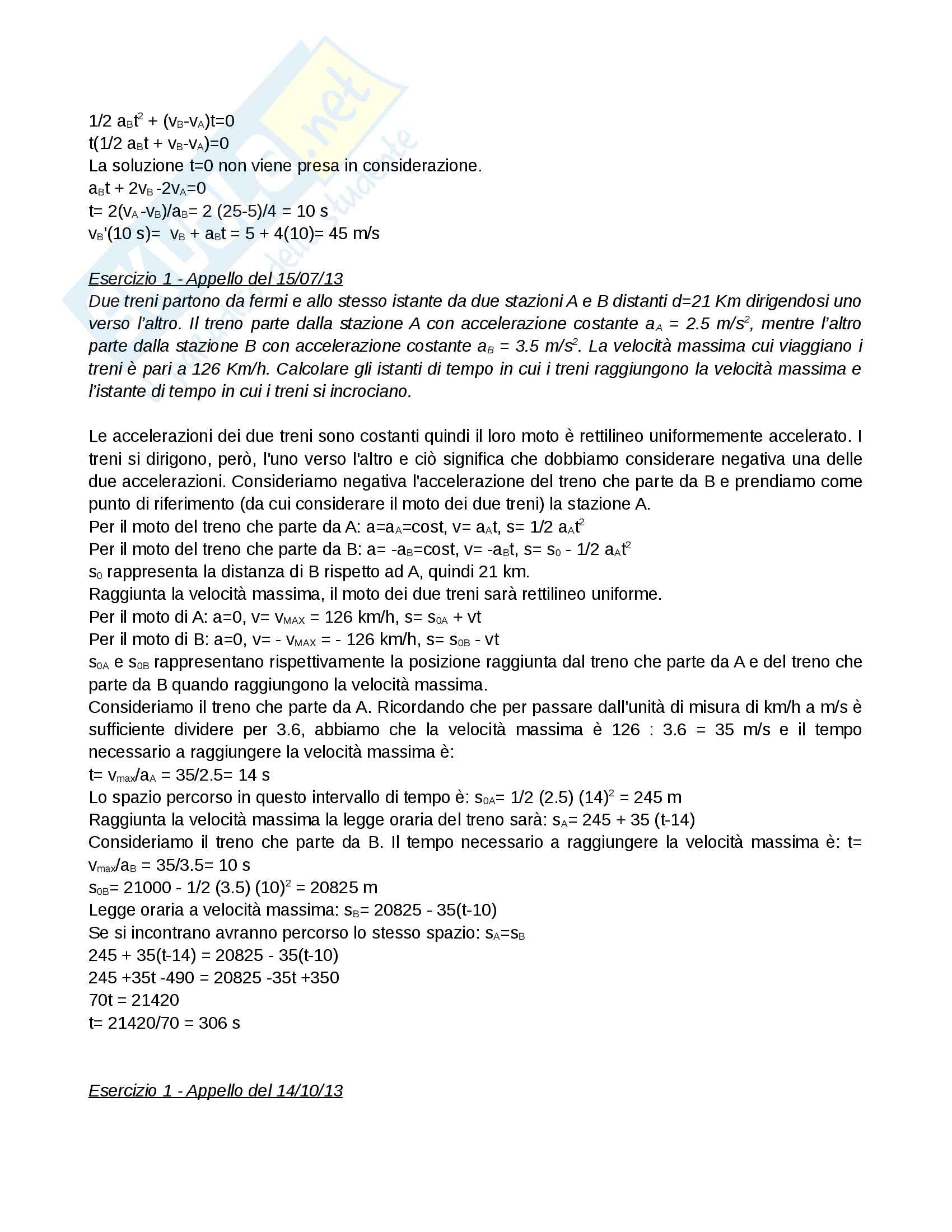 Esercizi svolti e commentati, Cinematica, Fisica Pag. 2