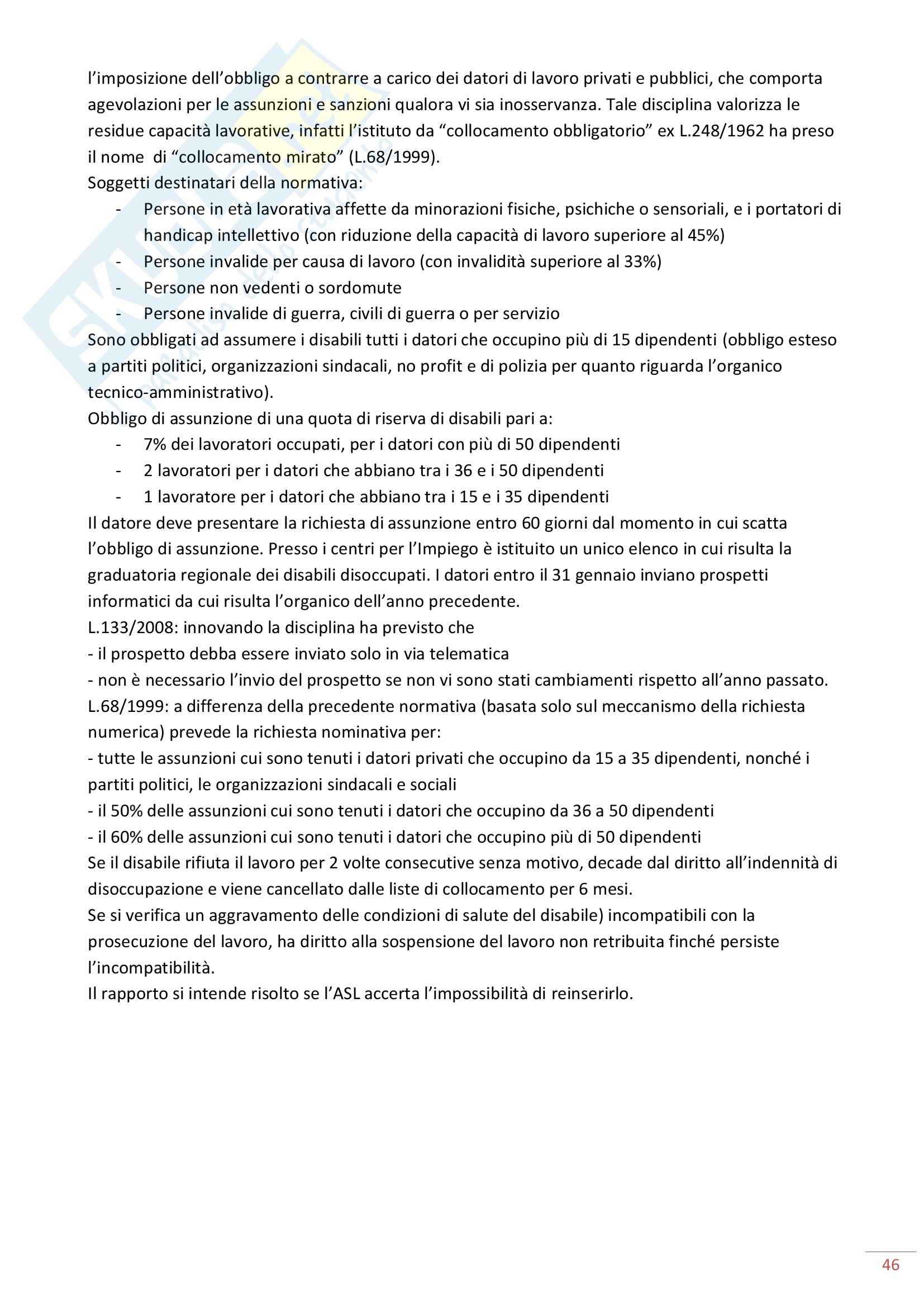 Riassunto esame Diritto del Lavoro, prof. Maresca, libro consigliato Diritto del Lavoro, Ghera Pag. 46