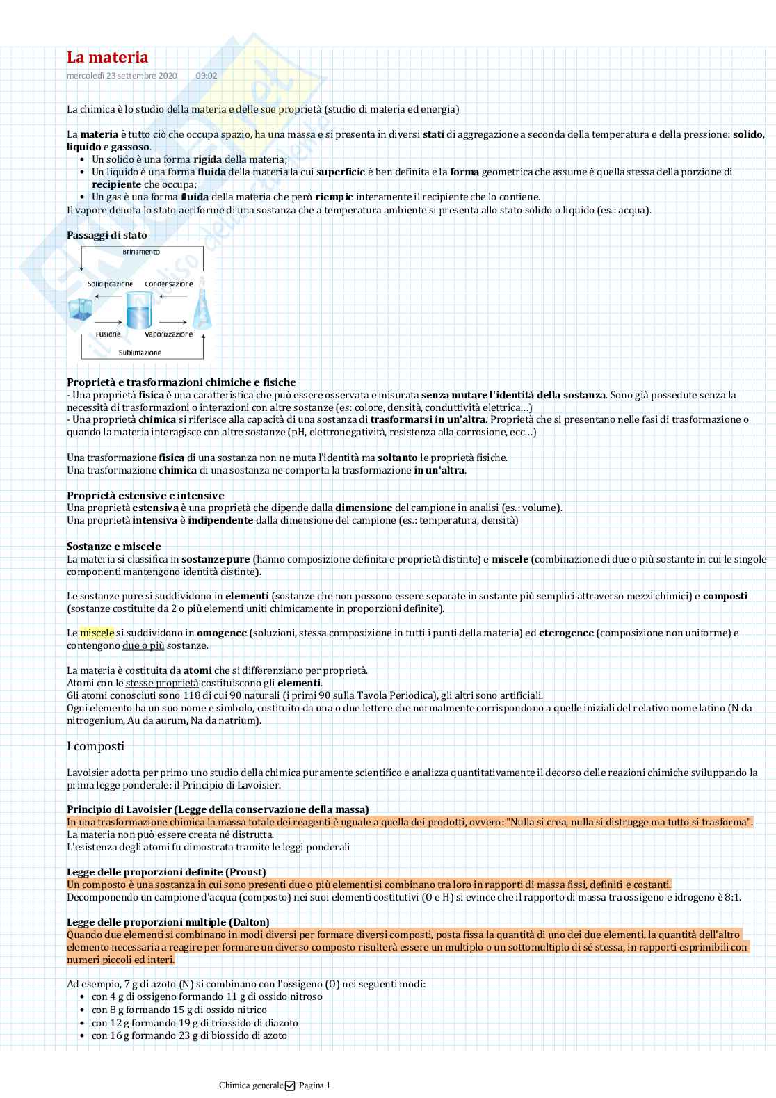 Appunti di chimica generale Pag. 1