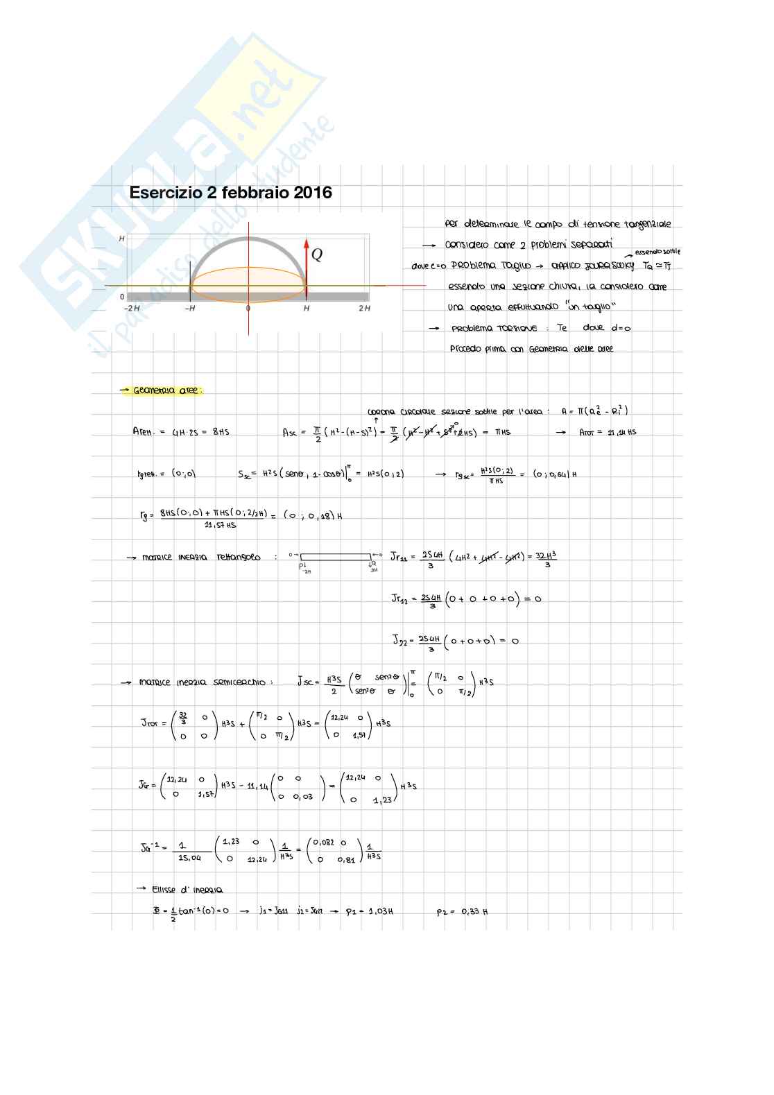 Secondo esercizio esame Scienza delle costruzioni  Pag. 2