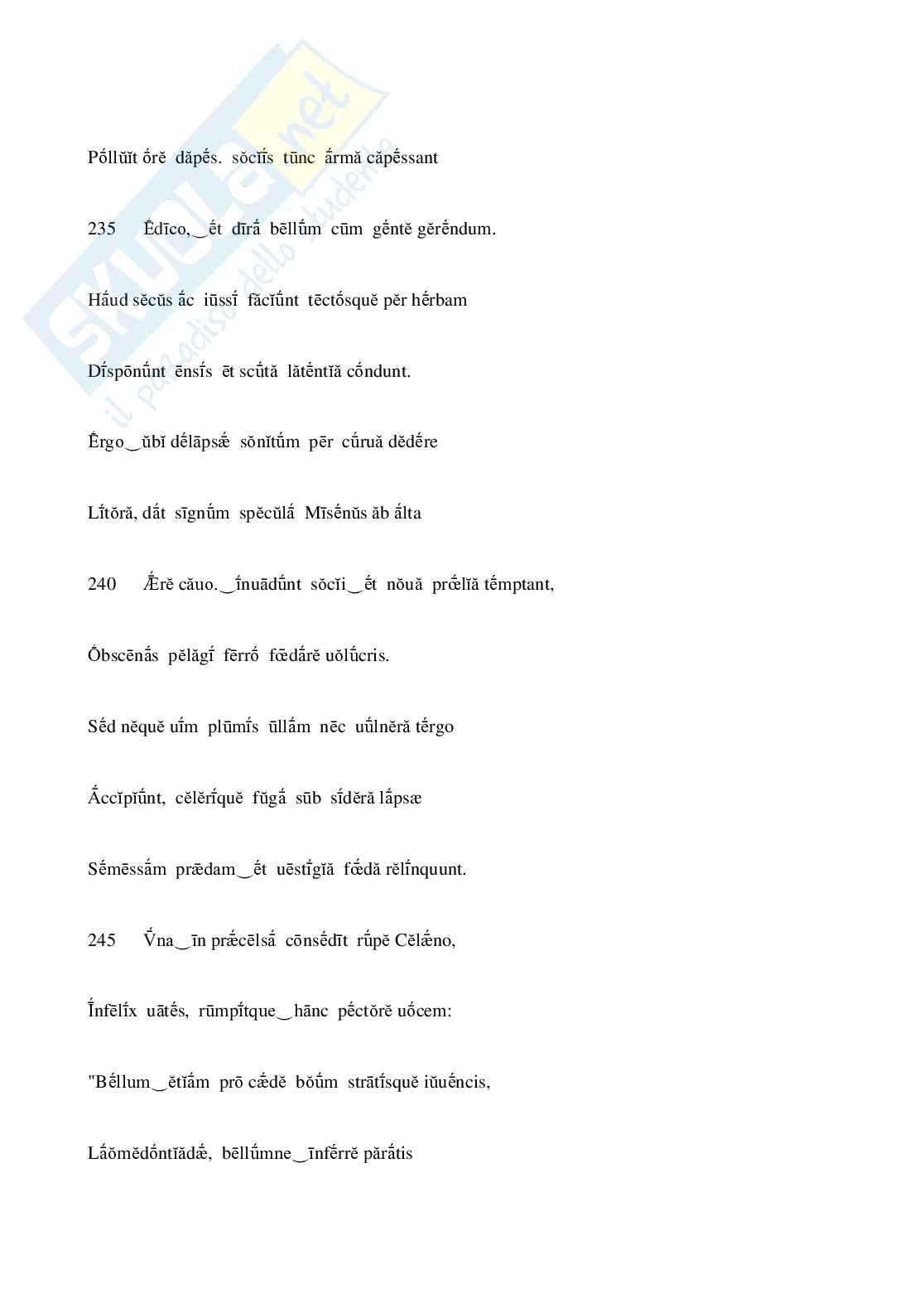 Scansione metrica di Virgilio, Eneide, libro III tutto (con quantità vocalica, cesure e accenti) Pag. 16