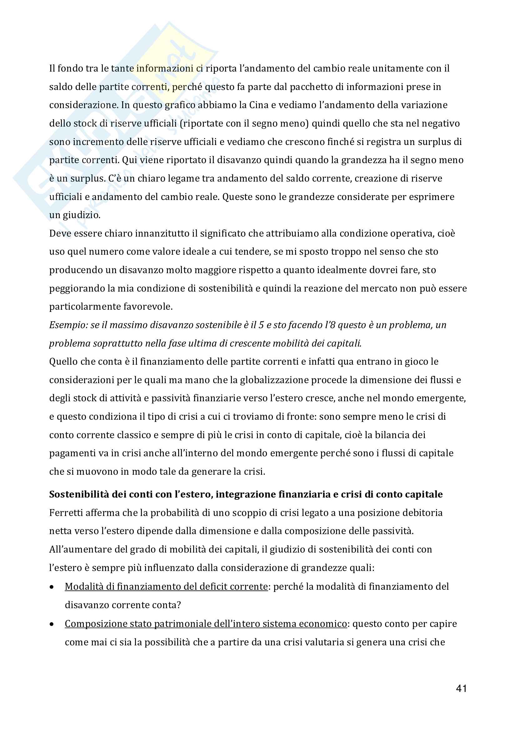 Economia dei mercati emergenti, secondo parziale, prof. Marco Angelo Lossani Pag. 41