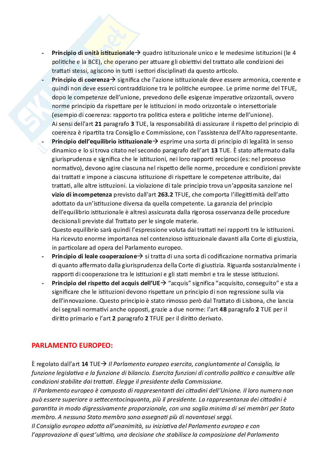 Appunti presi a lezione per l'esame di Diritto dell'Unione Europea ed integrati con il manuale Diritto dell'Unione Europea - Ottava edizione, Luigi Daniele Pag. 16