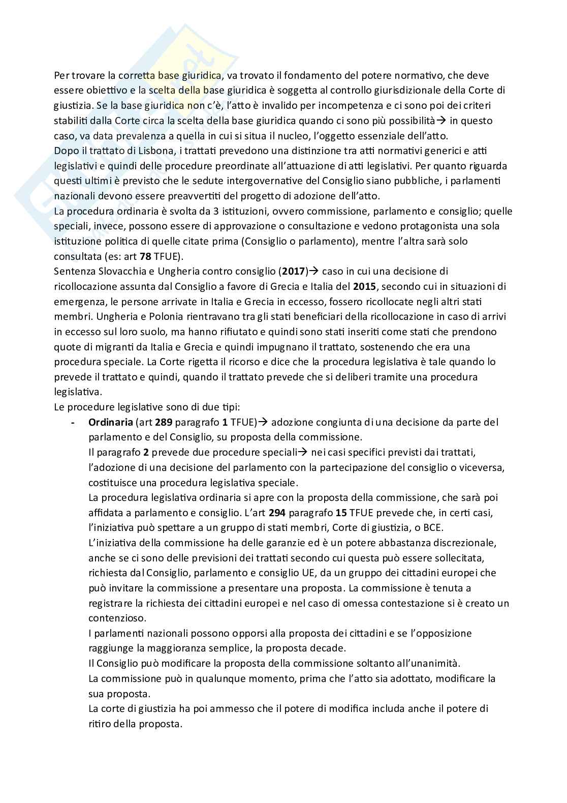 Appunti presi a lezione per l'esame di Diritto dell'Unione Europea ed integrati con il manuale Diritto dell'Unione Europea - Ottava edizione, Luigi Daniele Pag. 36
