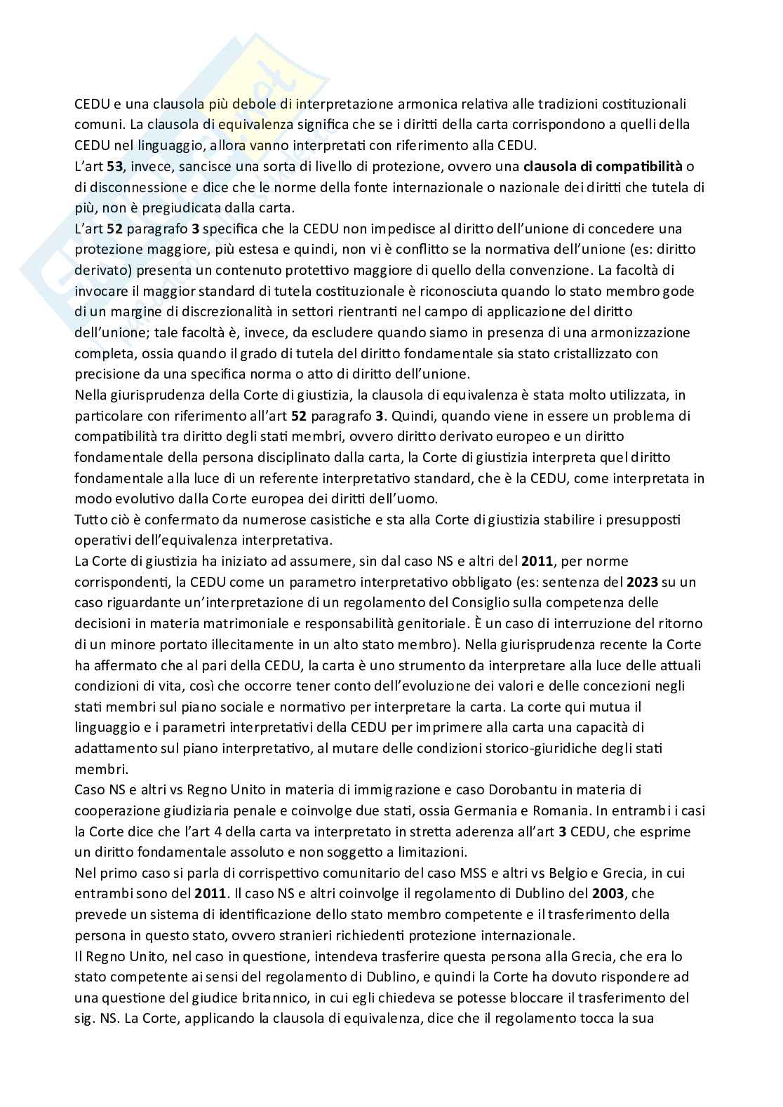 Appunti presi a lezione per l'esame di Diritto dell'Unione Europea ed integrati con il manuale Diritto dell'Unione Europea - Ottava edizione, Luigi Daniele Pag. 56