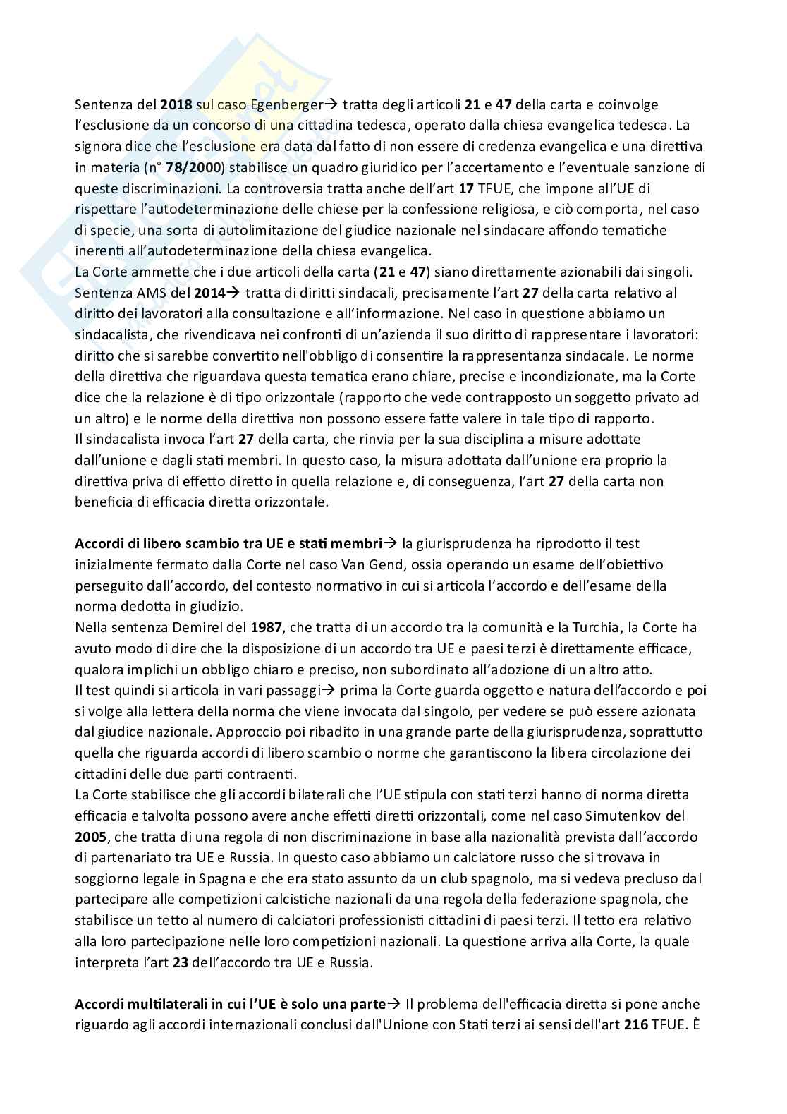 Appunti presi a lezione per l'esame di Diritto dell'Unione Europea ed integrati con il manuale Diritto dell'Unione Europea - Ottava edizione, Luigi Daniele Pag. 81