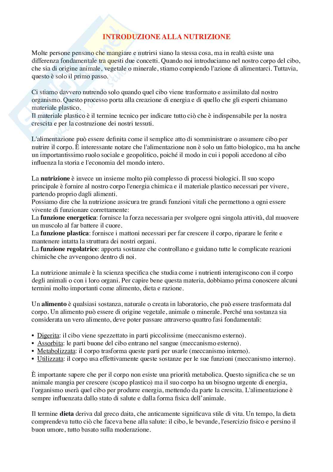 Nutrizione ed alimentazione degli animali Pag. 1
