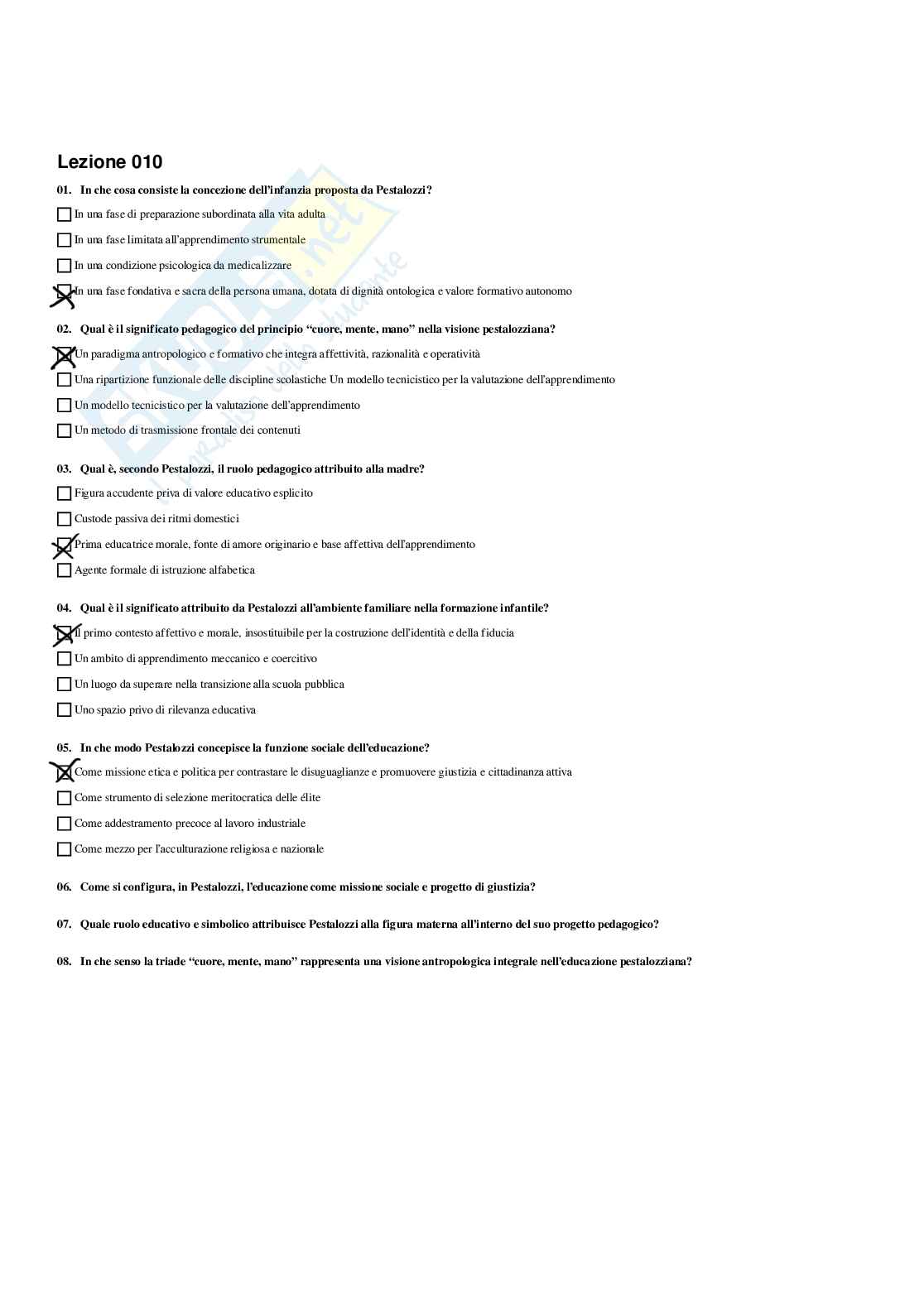 Paniere Fondamenti pedagogici per l'infanzia 0-3 anni - Risposte multiple - aggiornato (2026) Pag. 11