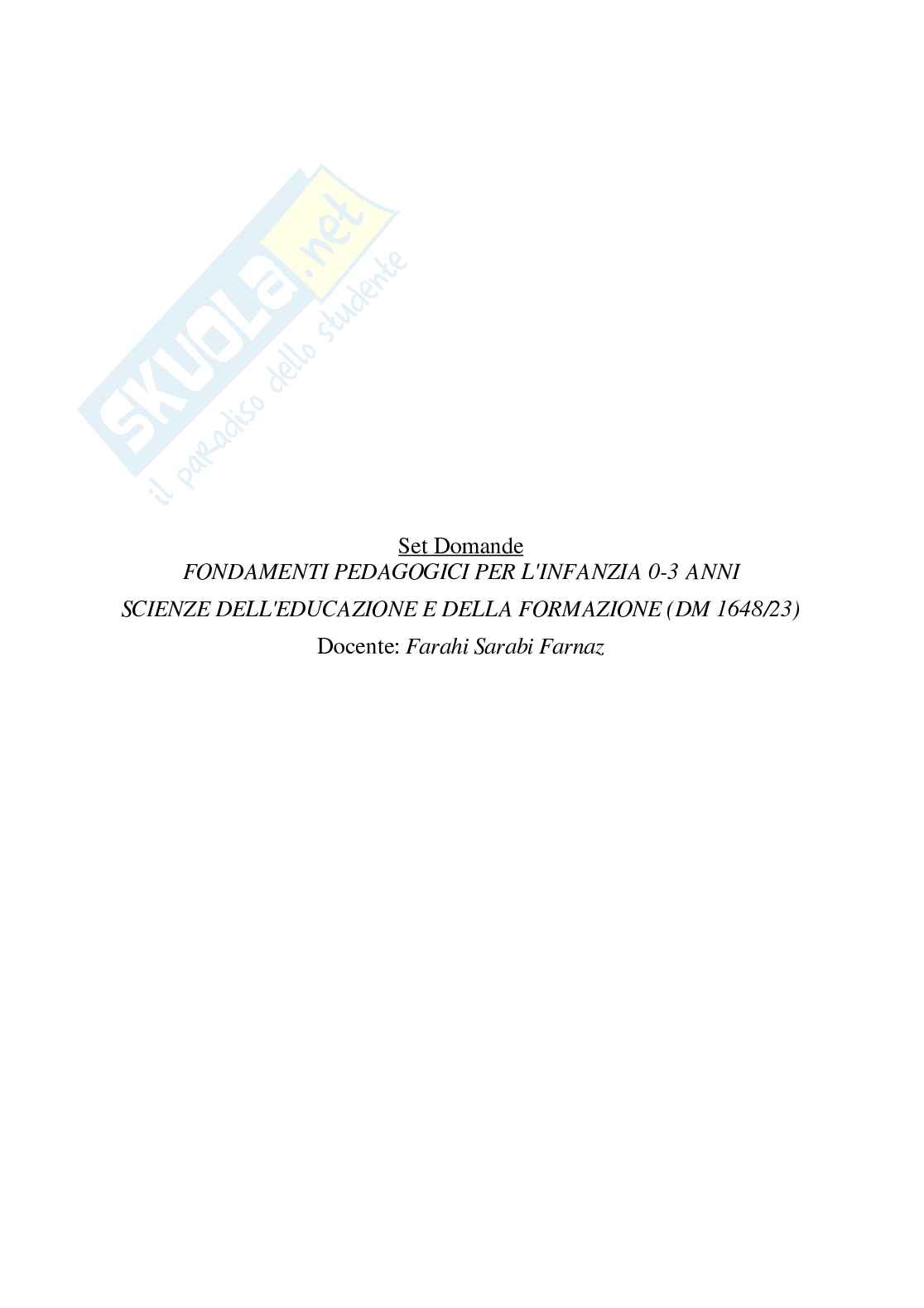 Paniere Fondamenti pedagogici per l'infanzia 0-3 anni - Risposte multiple - aggiornato (2026) Pag. 2