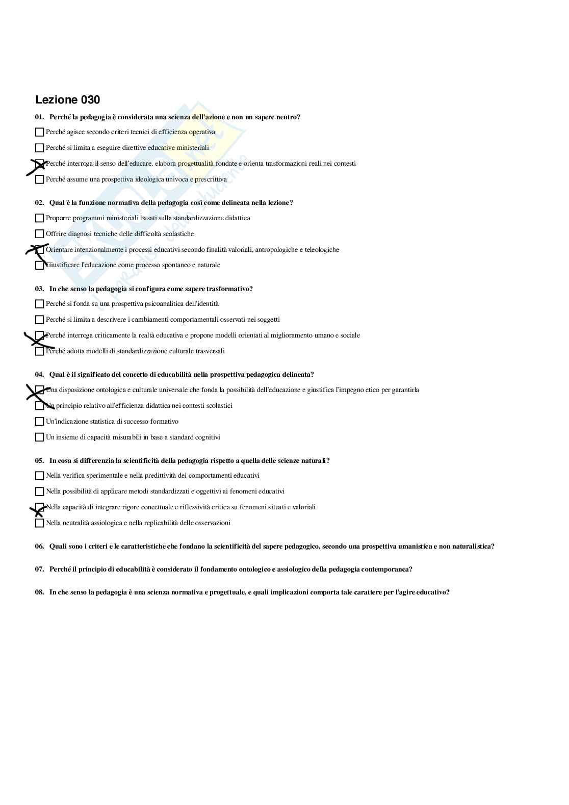 Paniere Fondamenti pedagogici per l'infanzia 0-3 anni - Risposte multiple - aggiornato (2026) Pag. 31