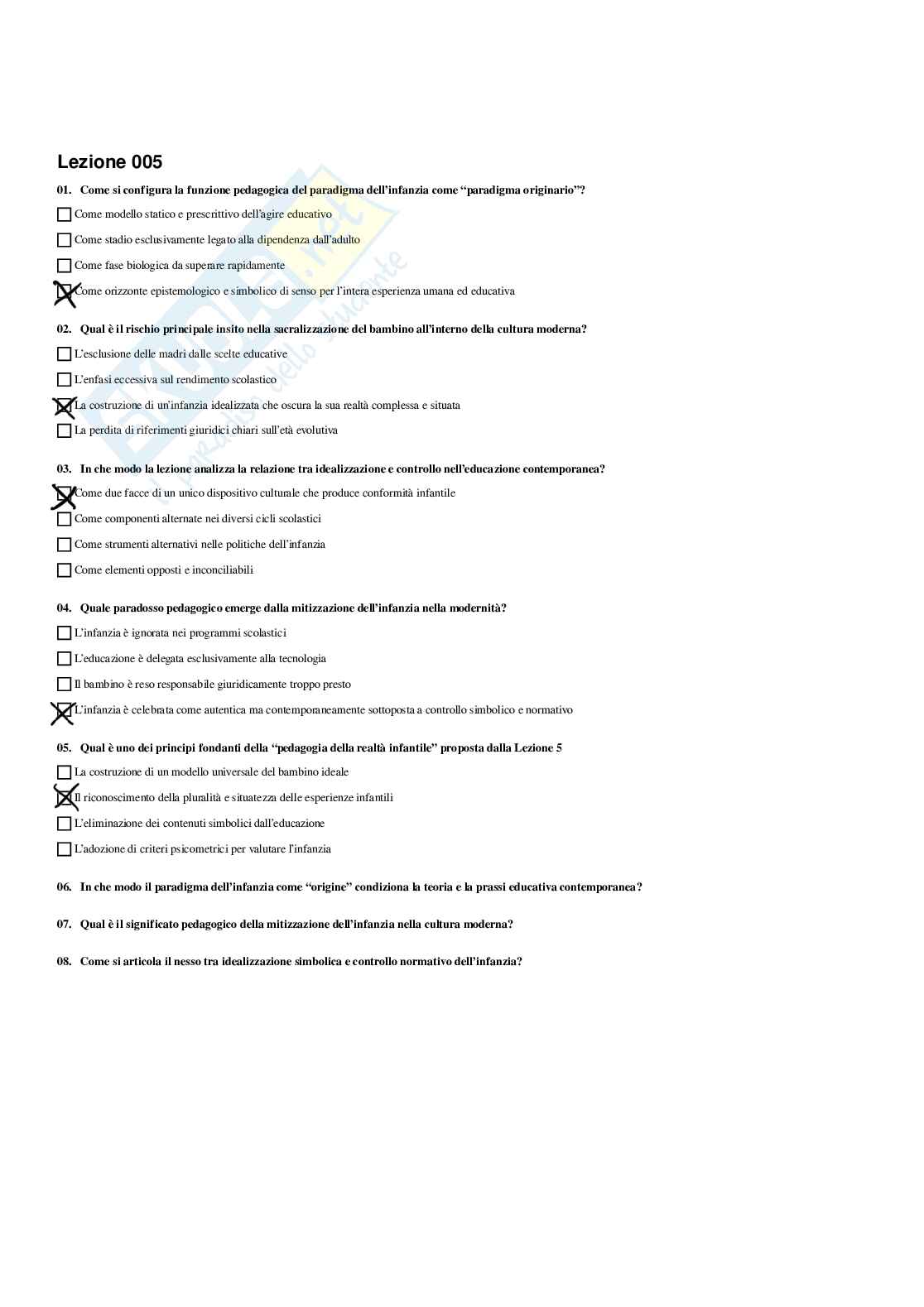 Paniere Fondamenti pedagogici per l'infanzia 0-3 anni - Risposte multiple - aggiornato (2026) Pag. 6