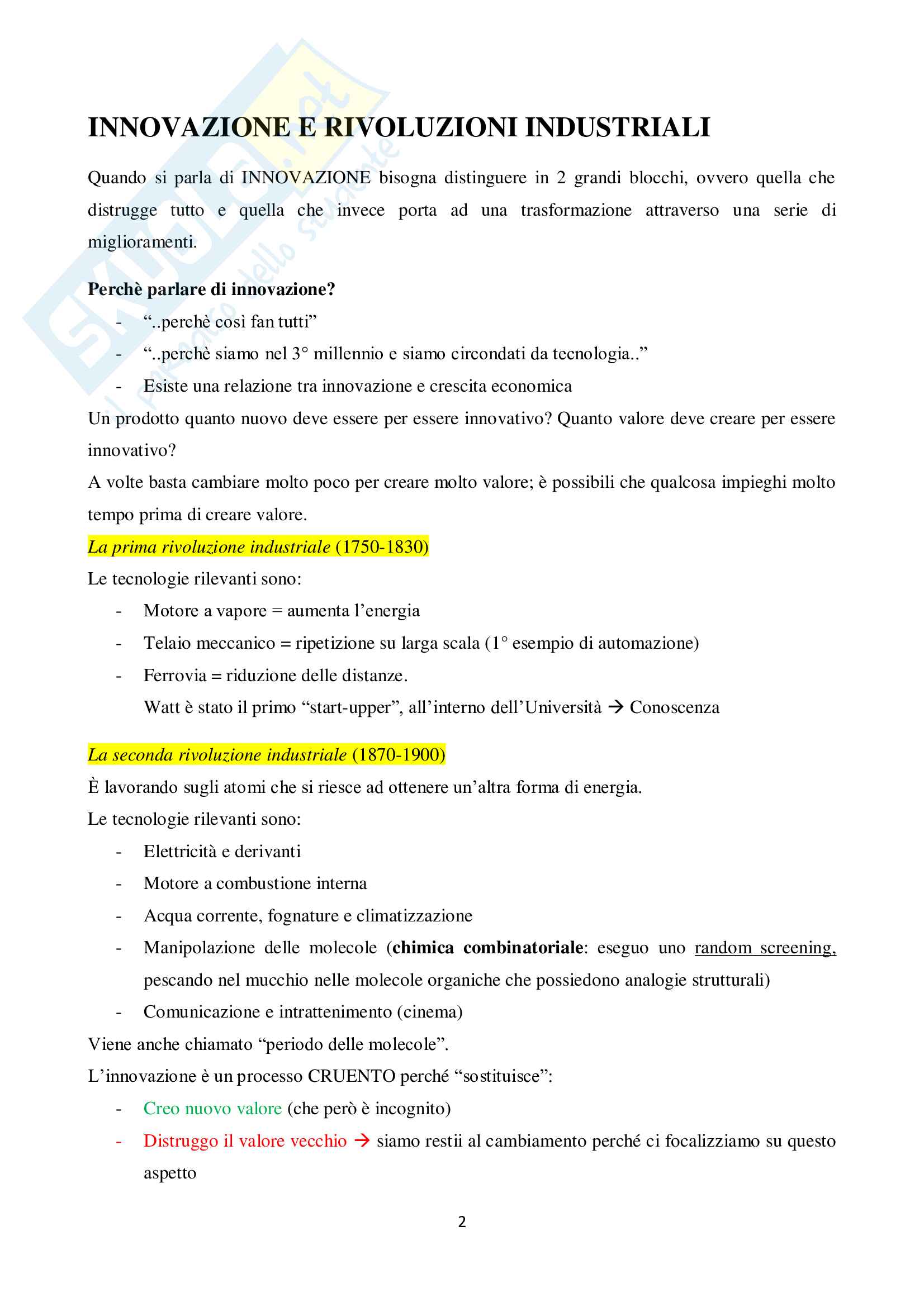 Economia e gestione dell'innovazione - Appunti prof. Sobrero Pag. 2