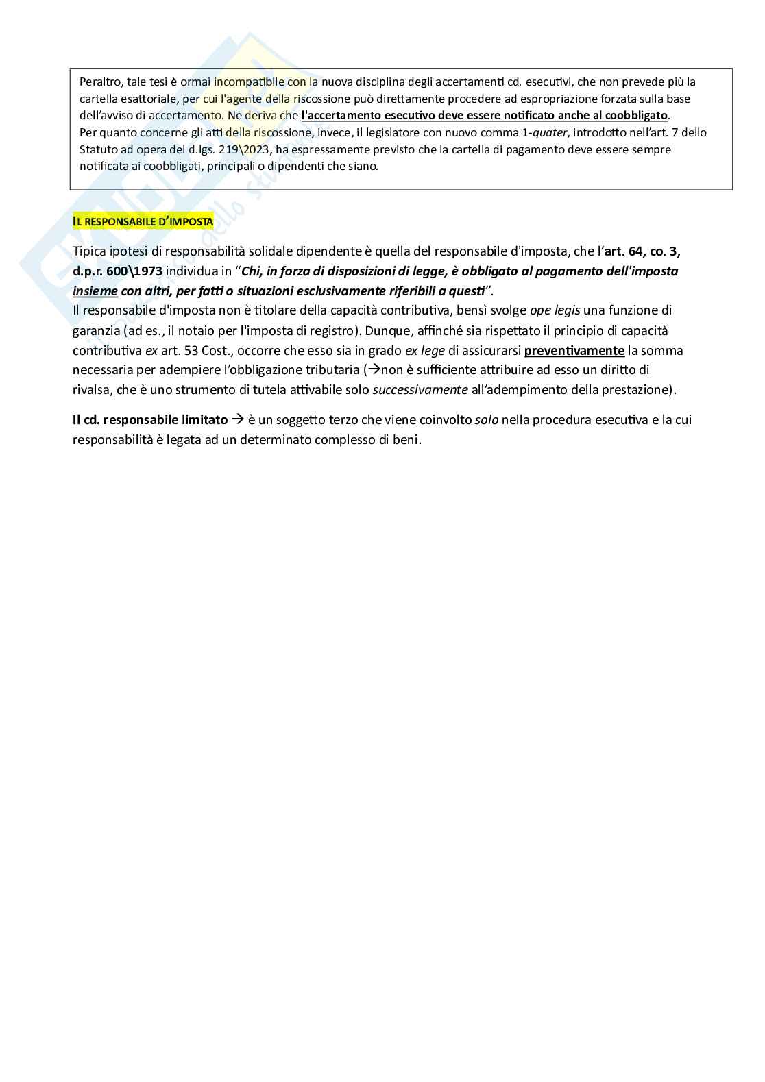 Riassunto esame Diritto Tributario, Prof. Melis Giuseppe, libro consigliato Manuale di diritto tributario, Melis  Pag. 41