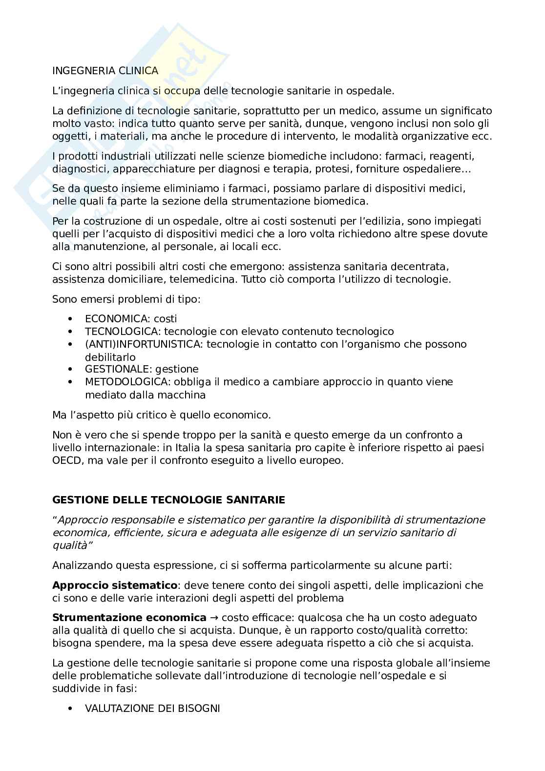 Ingegneria clinica Pag. 1