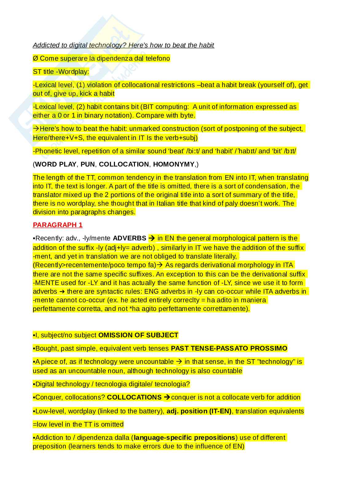 Riassunto esame Lingua e traduzione inglese, Prof. Franceschi Daniele, libro consigliato How to Analyse Texts, Carter, Goddard Pag. 1