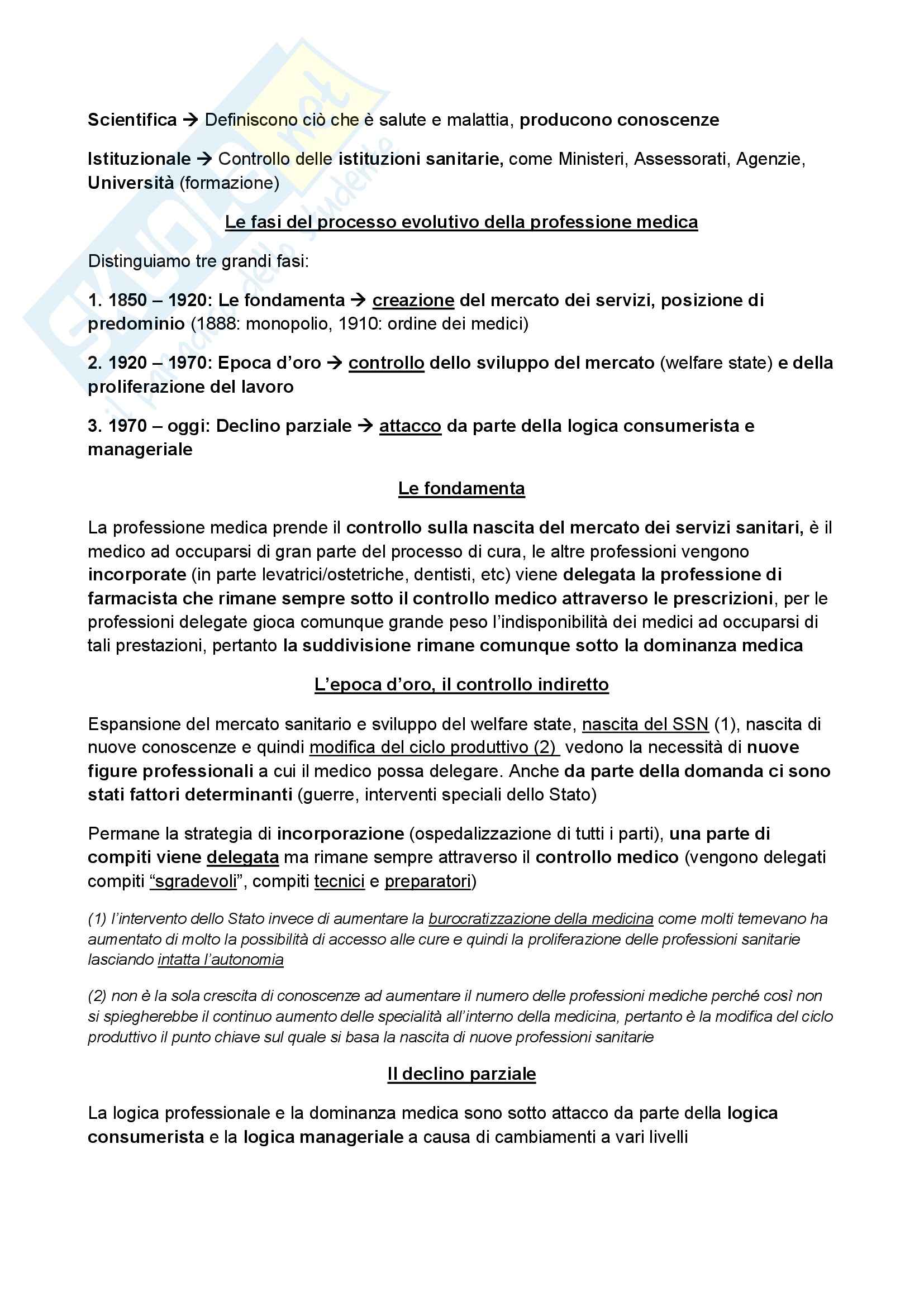 Sociologia della professione medica - Appunti Pag. 2